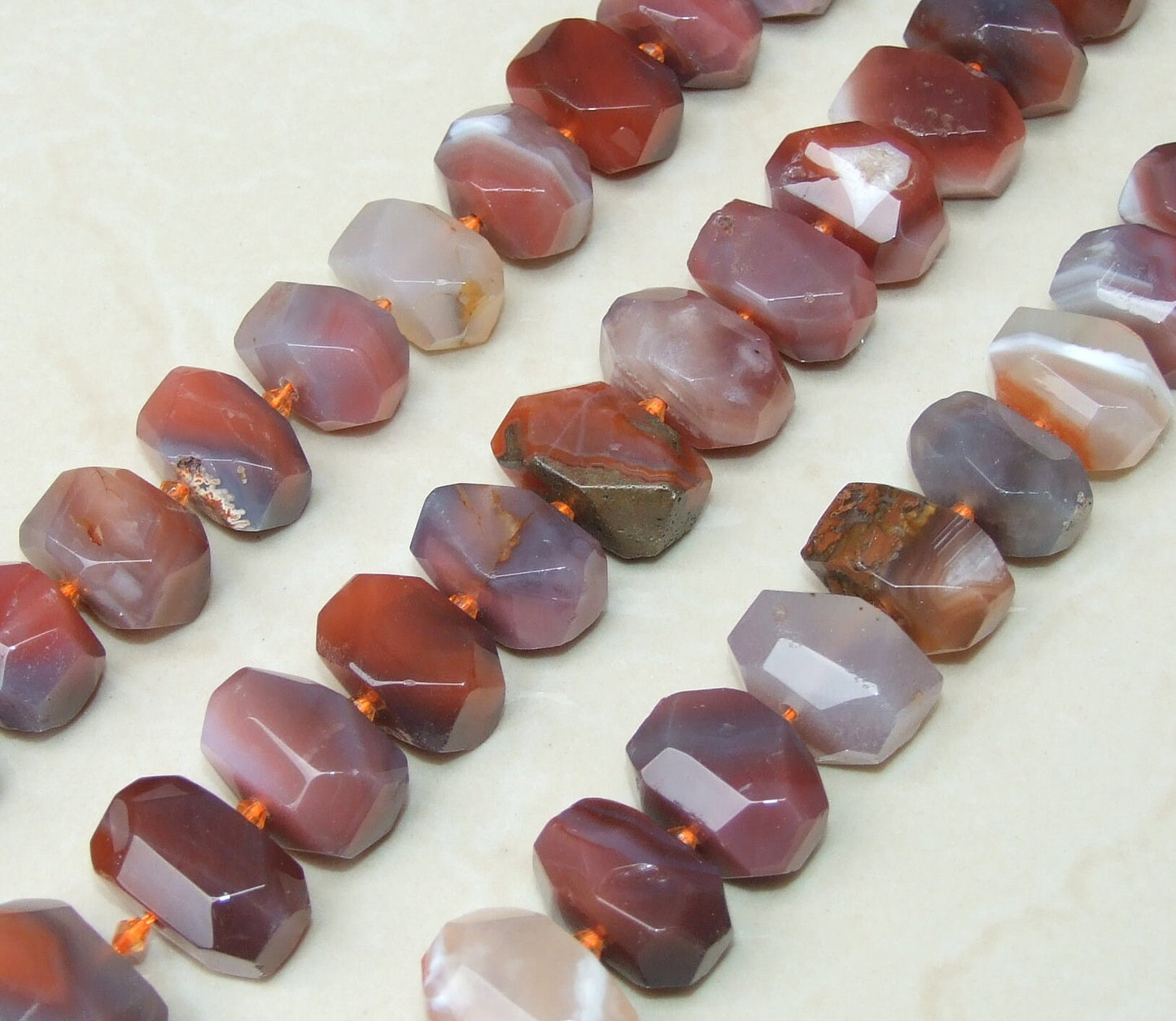 Carnelian Faceted Nugget, Gemstone Pendant, Gemstone Beads, Jewelry Stones, Carnelian Beads, Half Strand - 10mm x 19mm x 23mm