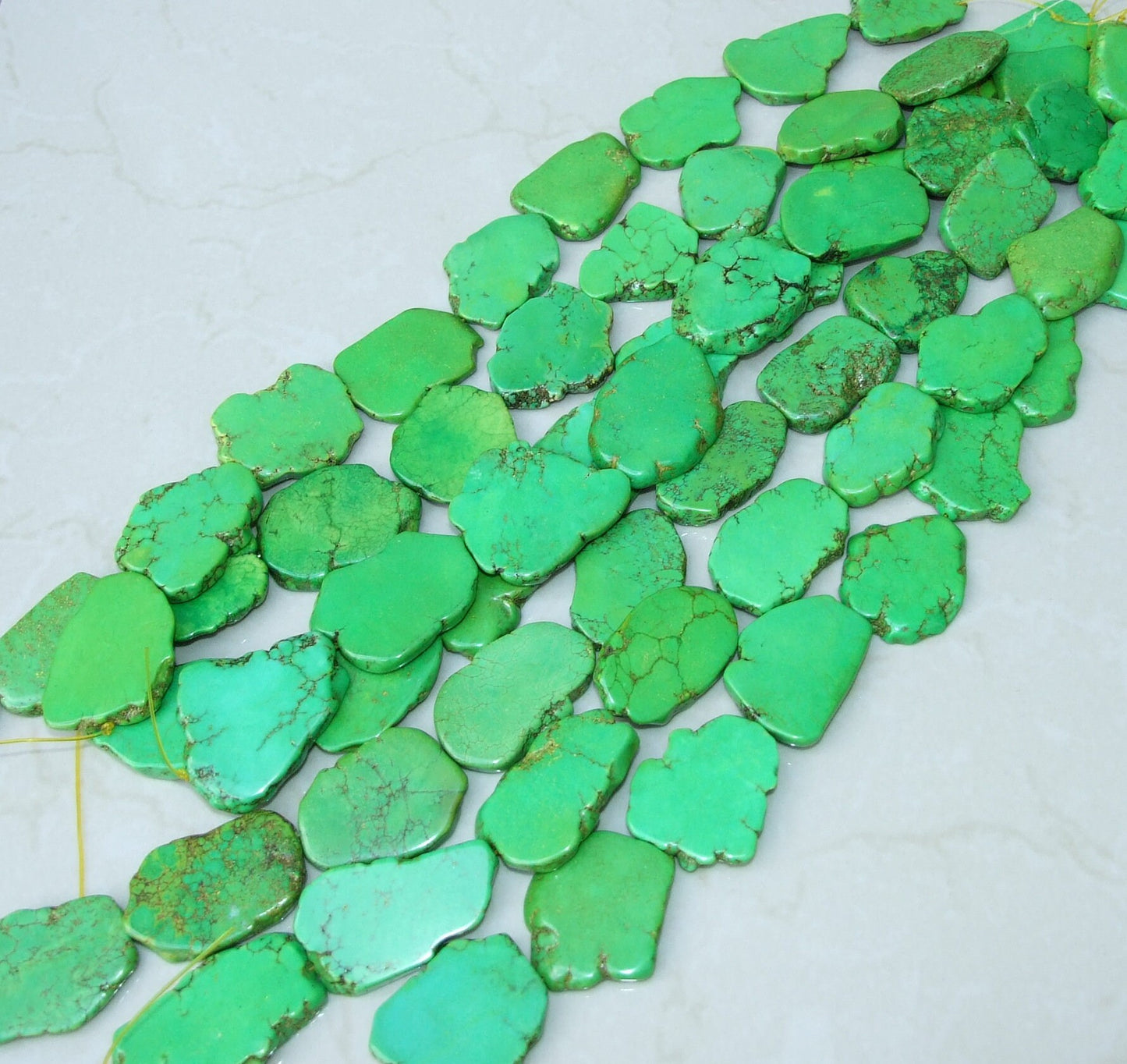 Green Magnesite Beads, Magnesite Nuggets Beads Slabs, Howlite Beads, Slab Gemstones, Howlite Necklace, Loose Stones, Slabs - 35mm to 45mm