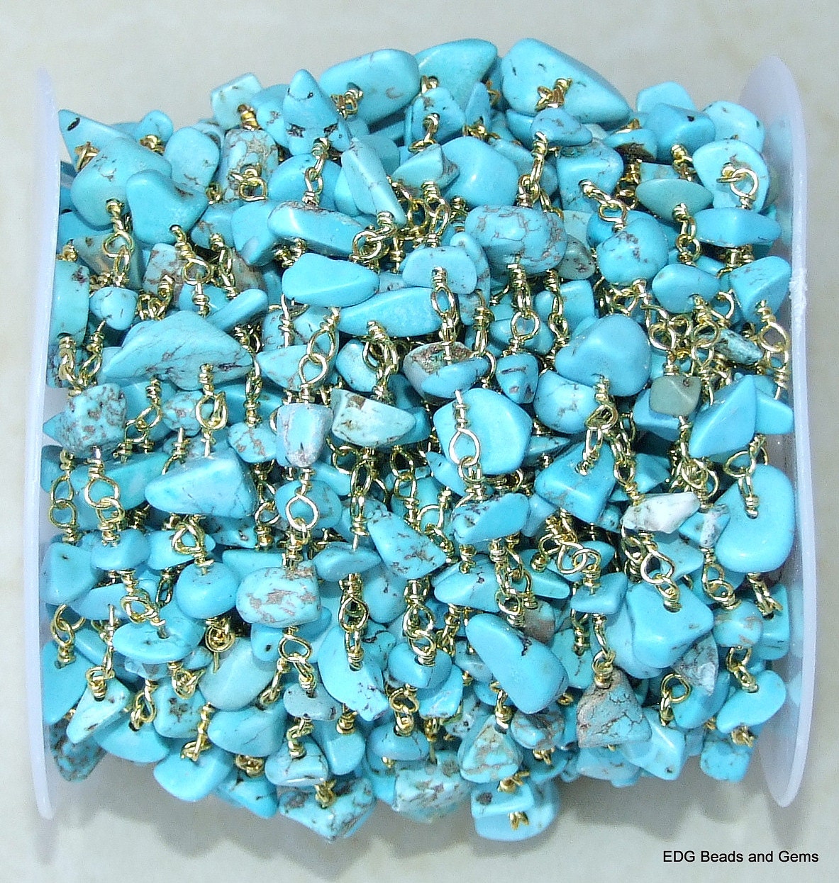 Turquoise Rosary Chain by the Foot, Rosary Chain with Beads, Rosary Chain Wholesale, Rosary Chain Bulk, Rosary Chain for Jewelry Making - EDGBeadsandGems
