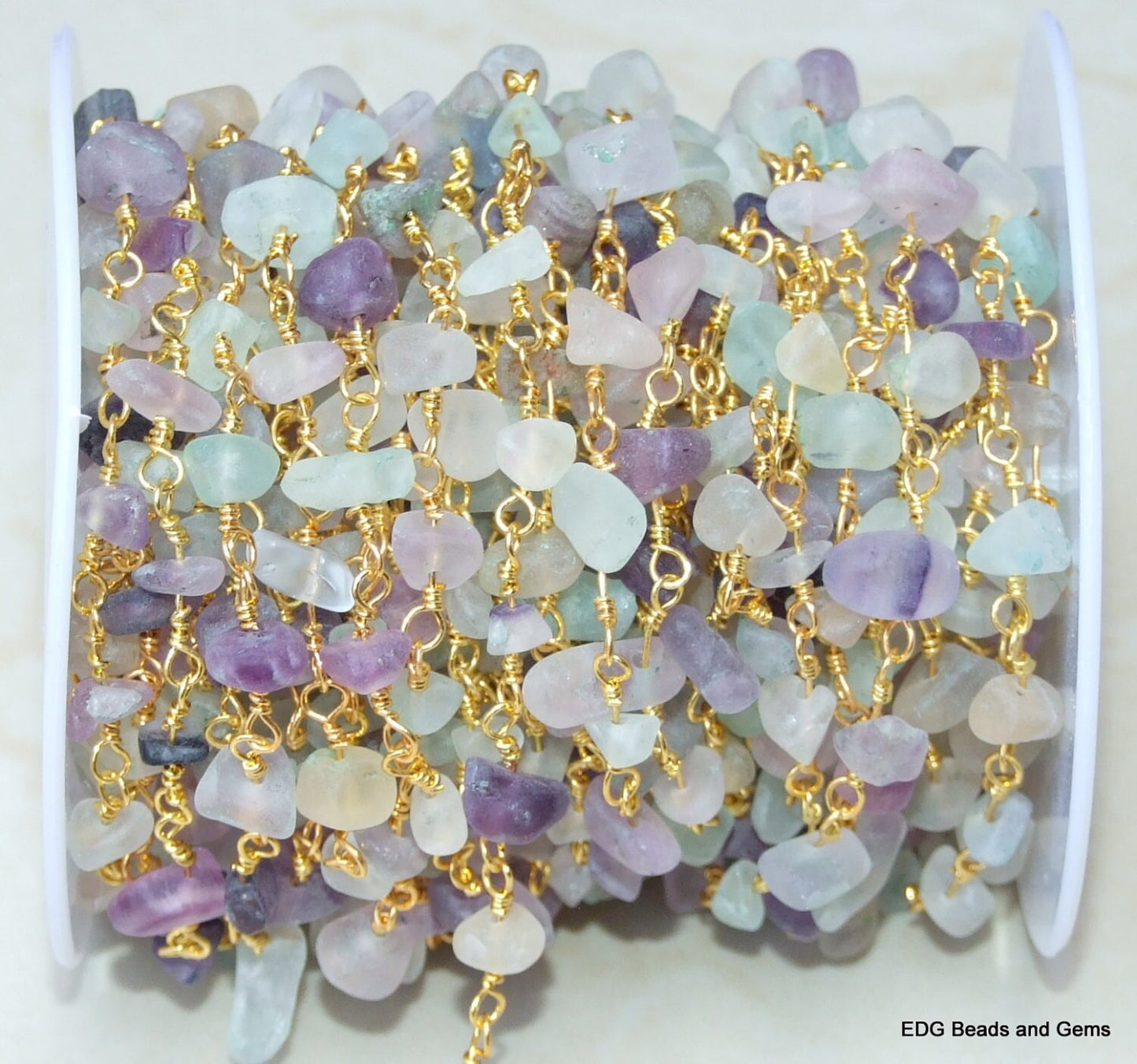 Fluorite Rosary Chain by the Foot, Rosary Chain with Beads, Rosary Chain Wholesale, Rosary Chain Bulk, Rosary Chain for Jewelry Making - EDGBeadsandGems