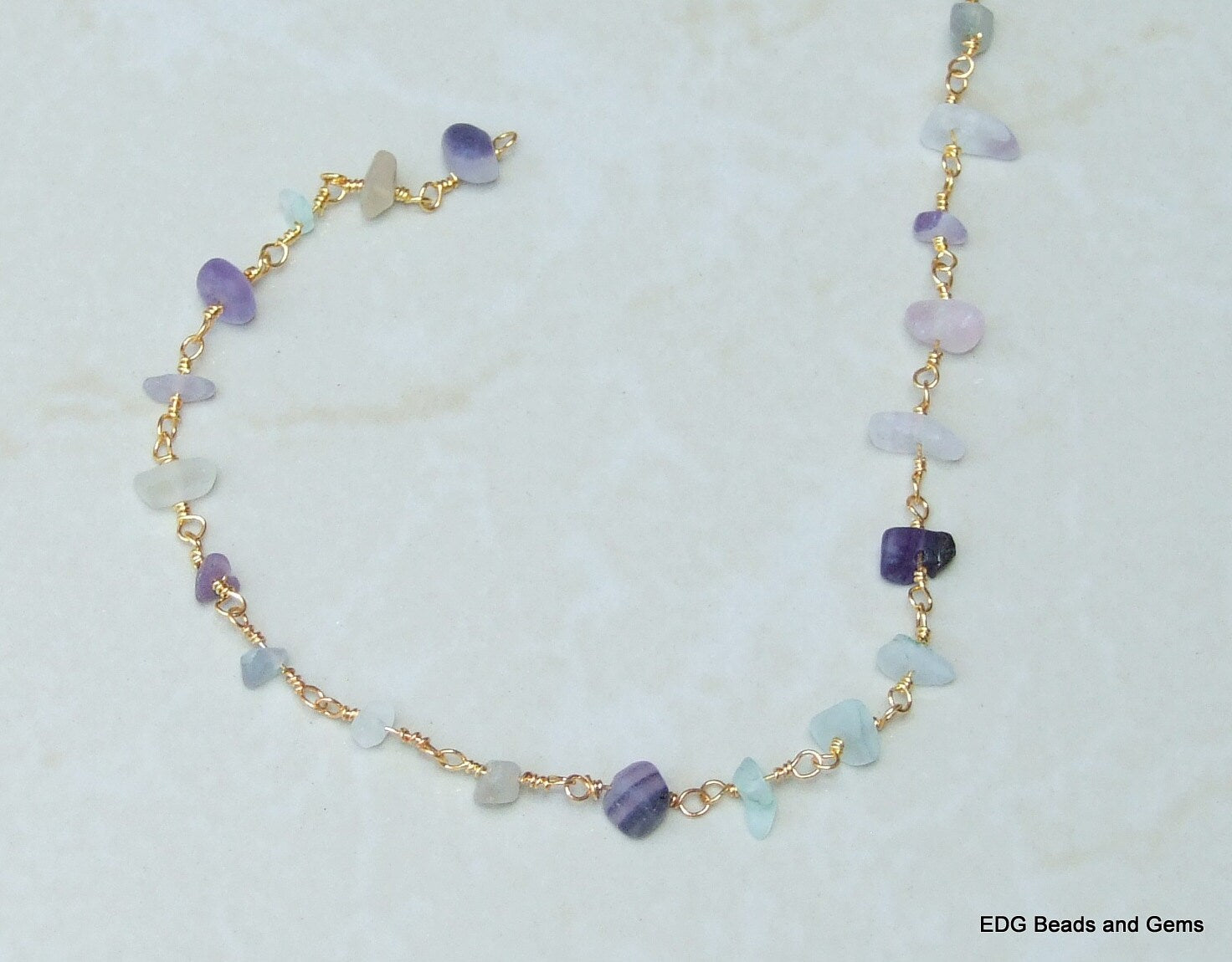 Fluorite Rosary Chain by the Foot, Rosary Chain with Beads, Rosary Chain Wholesale, Rosary Chain Bulk, Rosary Chain for Jewelry Making - EDGBeadsandGems