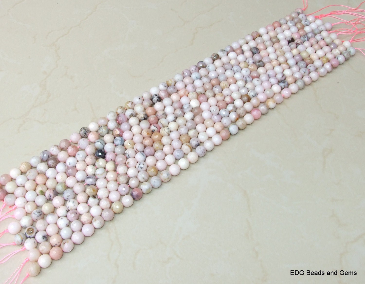 Pink Peruvian Opal Faceted Bead - Pink Opal Bead - Peruvian Pink Opal - Half Strand - 10mm - EDGBeadsandGems