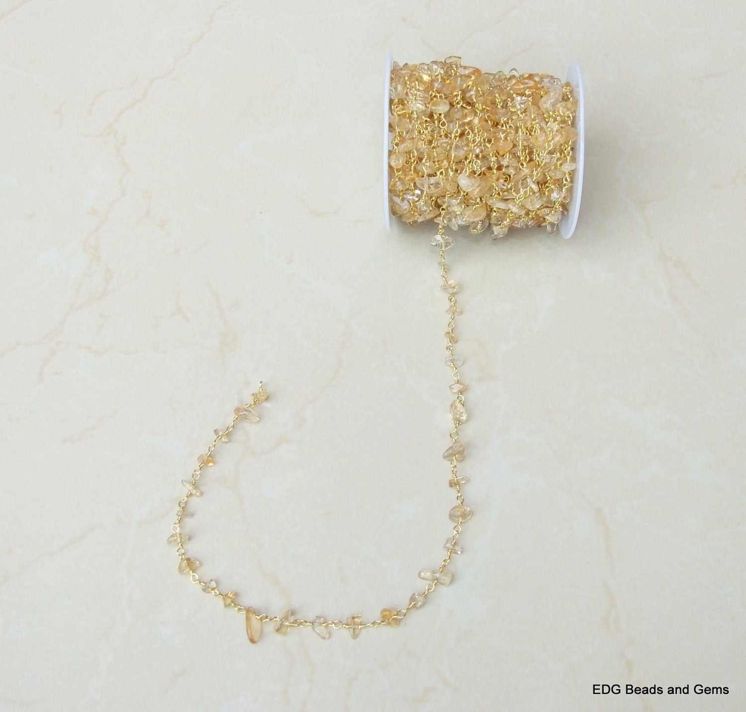 Citrine Quartz Rosary Chain by the Foot, Rosary Chain with Beads, Rosary Chain Wholesale, Rosary Chain Bulk, Rosary Chain for Jewelry Making - EDGBeadsandGems