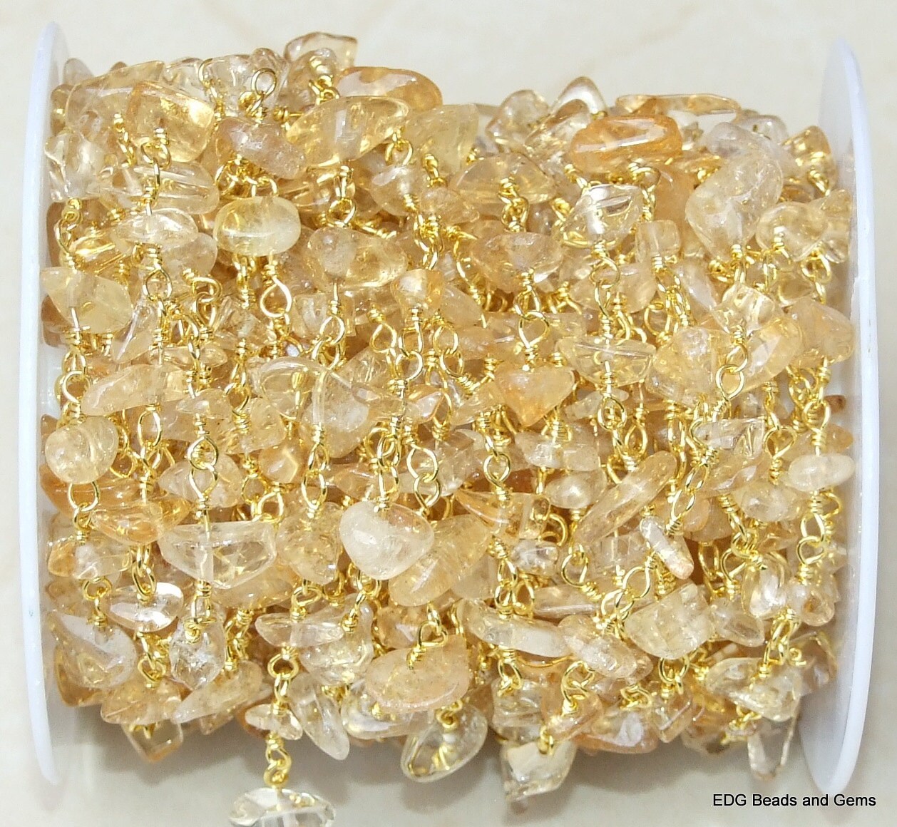 Citrine Quartz Rosary Chain by the Foot, Rosary Chain with Beads, Rosary Chain Wholesale, Rosary Chain Bulk, Rosary Chain for Jewelry Making - EDGBeadsandGems