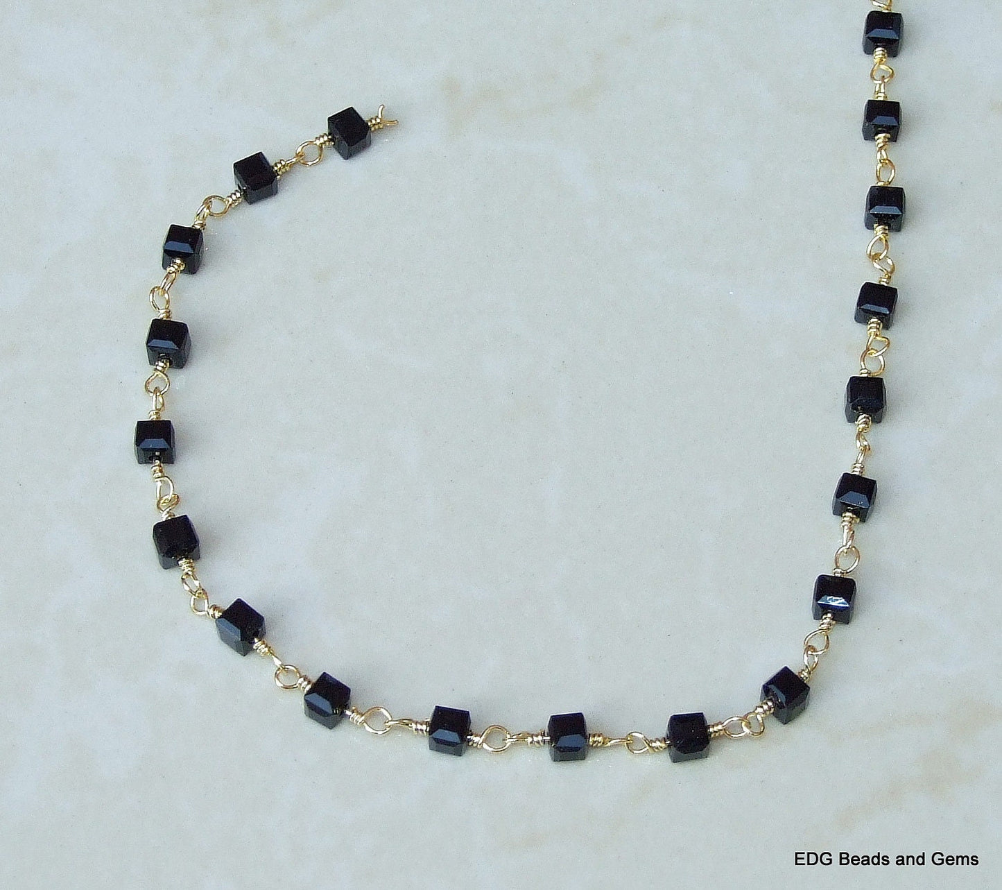 Black Onyx Rosary Chain, Bulk Chain, Rondelle Glass Beads, Beaded Chain, Body Chain Jewelry, Gold Chain, Necklace Chain, Belly Chain - EDGBeadsandGems