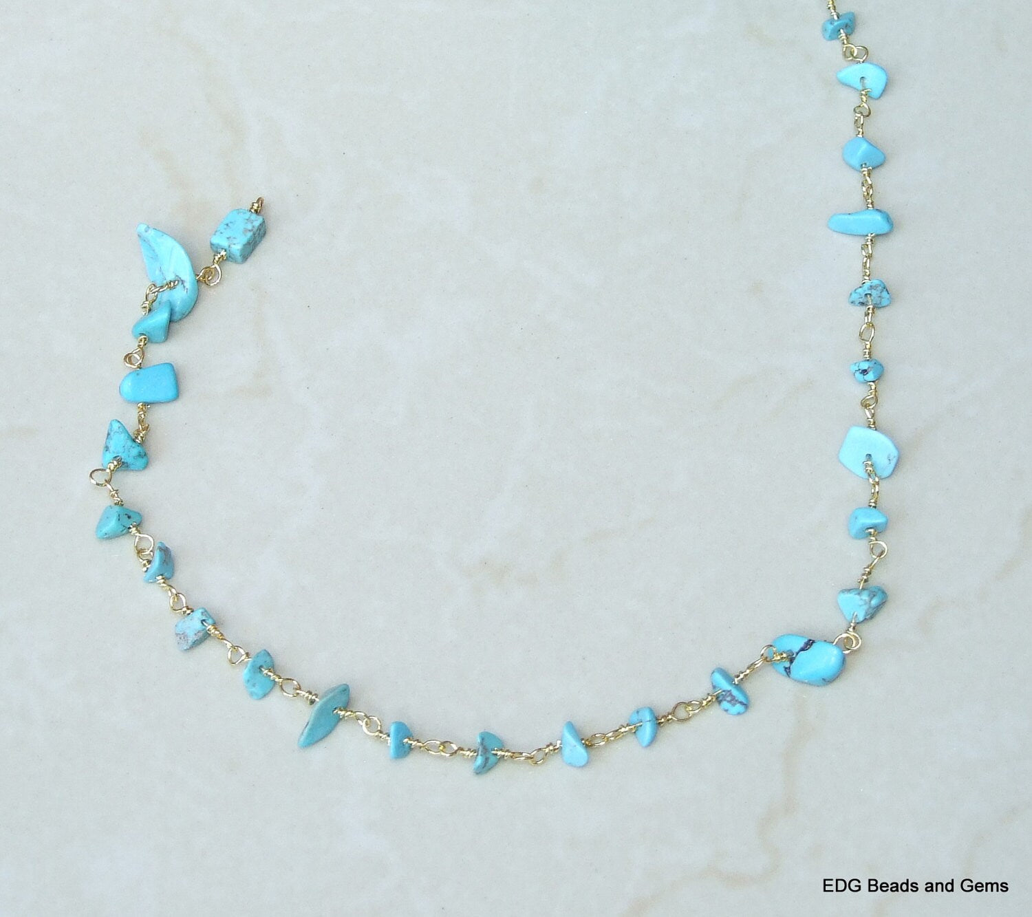 Turquoise Rosary Chain by the Foot, Rosary Chain with Beads, Rosary Chain Wholesale, Rosary Chain Bulk, Rosary Chain for Jewelry Making - EDGBeadsandGems