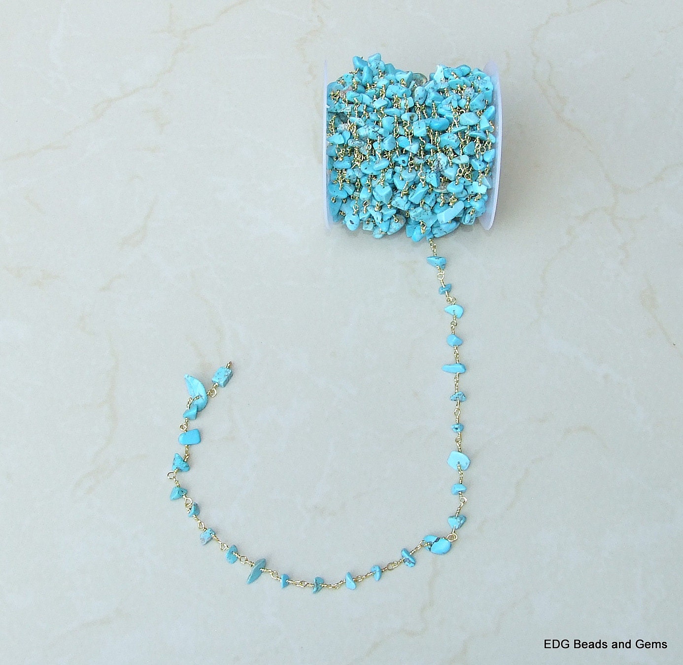 Turquoise Rosary Chain by the Foot, Rosary Chain with Beads, Rosary Chain Wholesale, Rosary Chain Bulk, Rosary Chain for Jewelry Making - EDGBeadsandGems