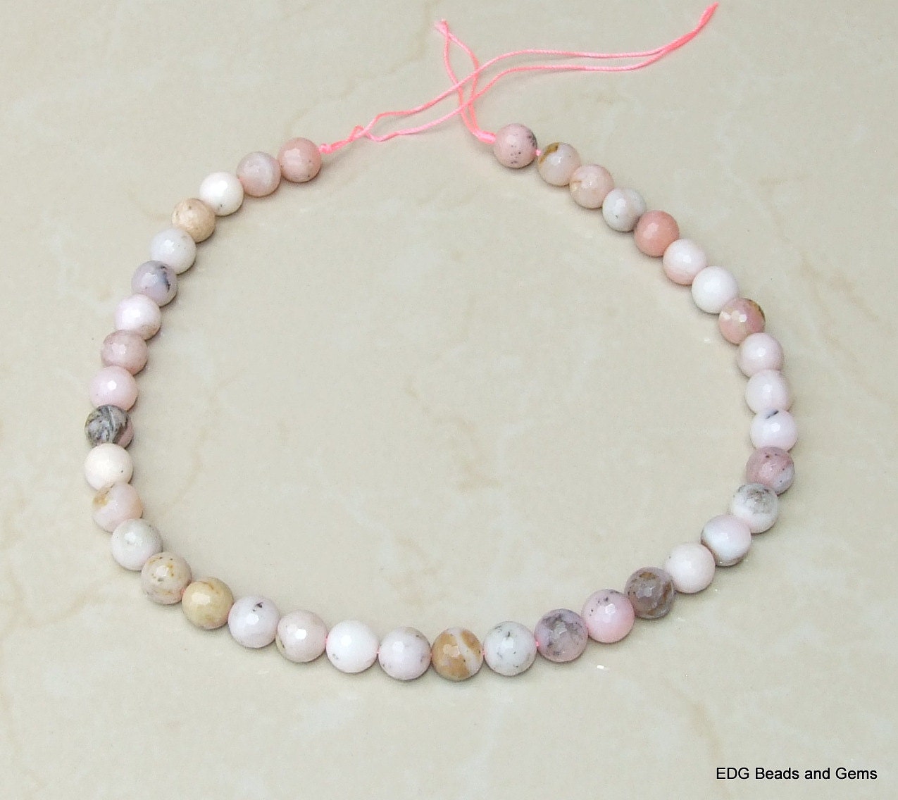 Pink Peruvian Opal Faceted Bead - Pink Opal Bead - Peruvian Pink Opal - Half Strand - 10mm - EDGBeadsandGems