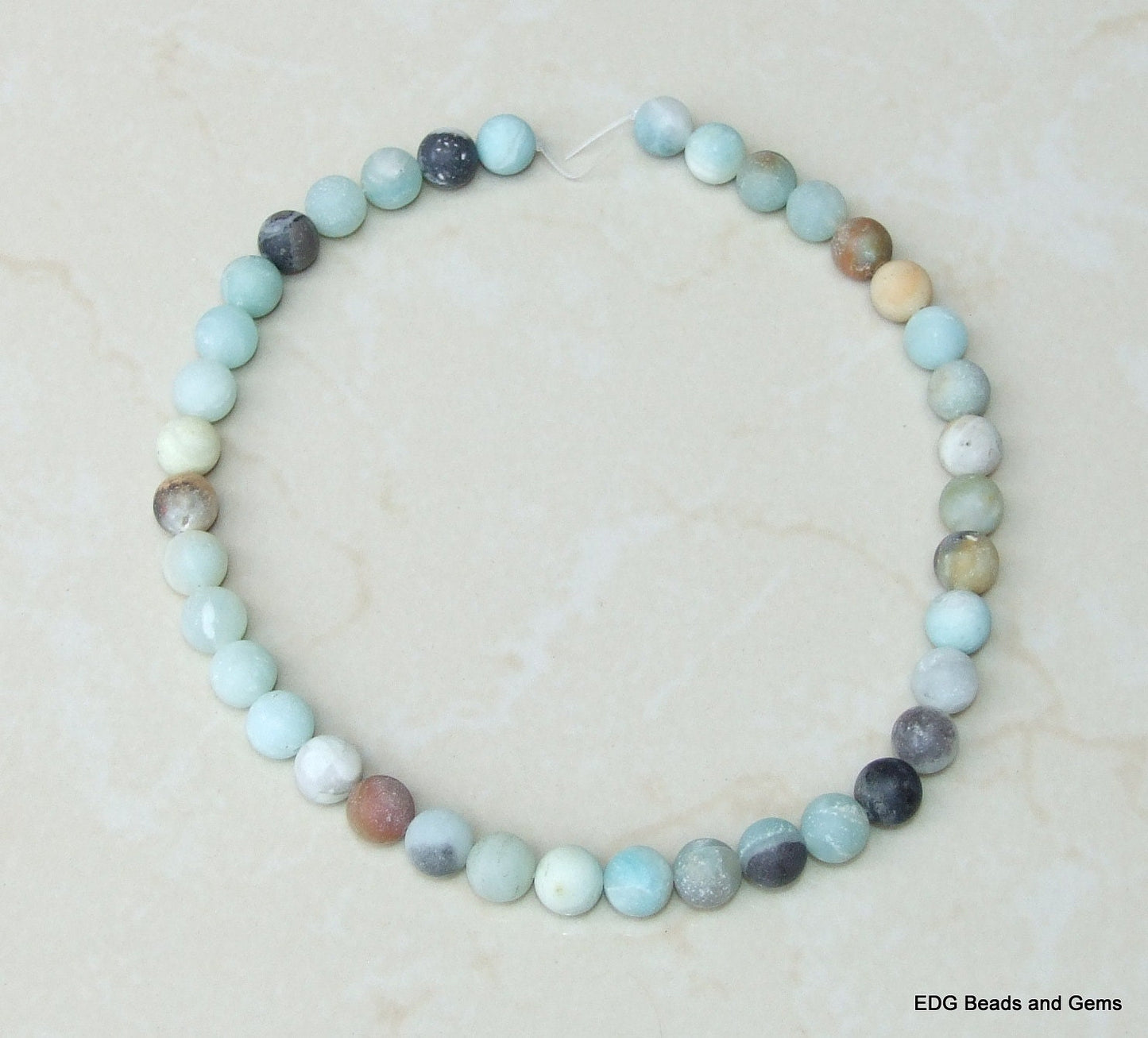Matte Amazonite Round Beads - 10mm Full Strand - EDGBeadsandGems