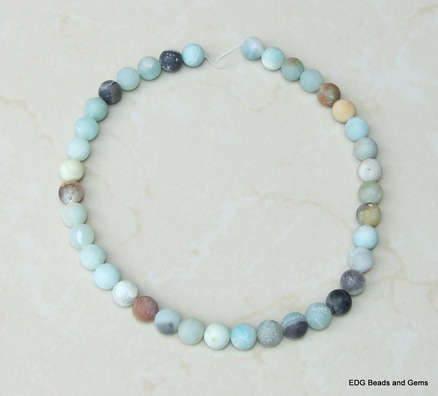 Amazonite Round Matte Beads - 10mm Amazonite Beads - Round Beads - Frosty Matte Finish - Full Strand - EDGBeadsandGems