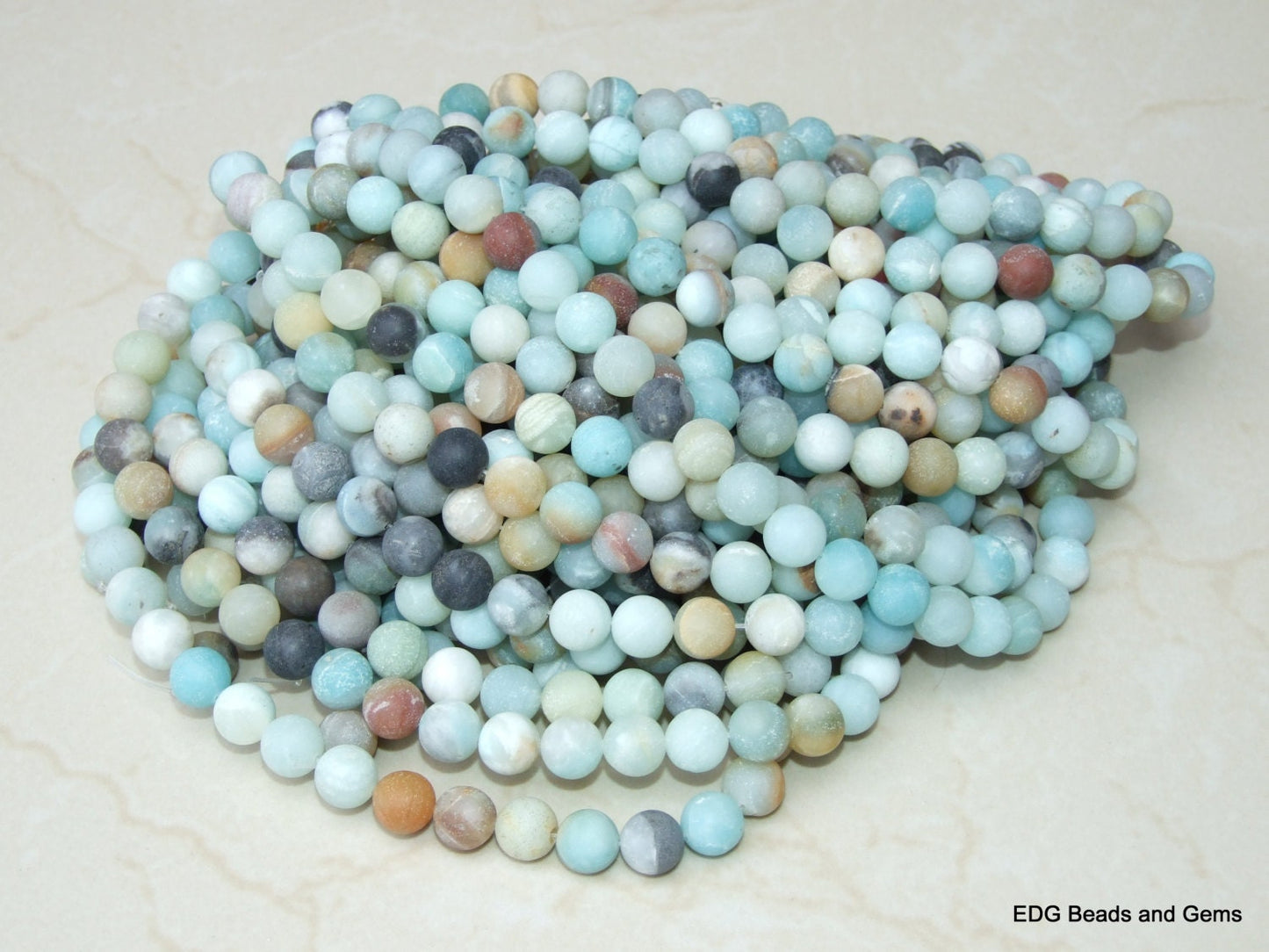 Matte Amazonite Round Beads - 10mm Full Strand - EDGBeadsandGems