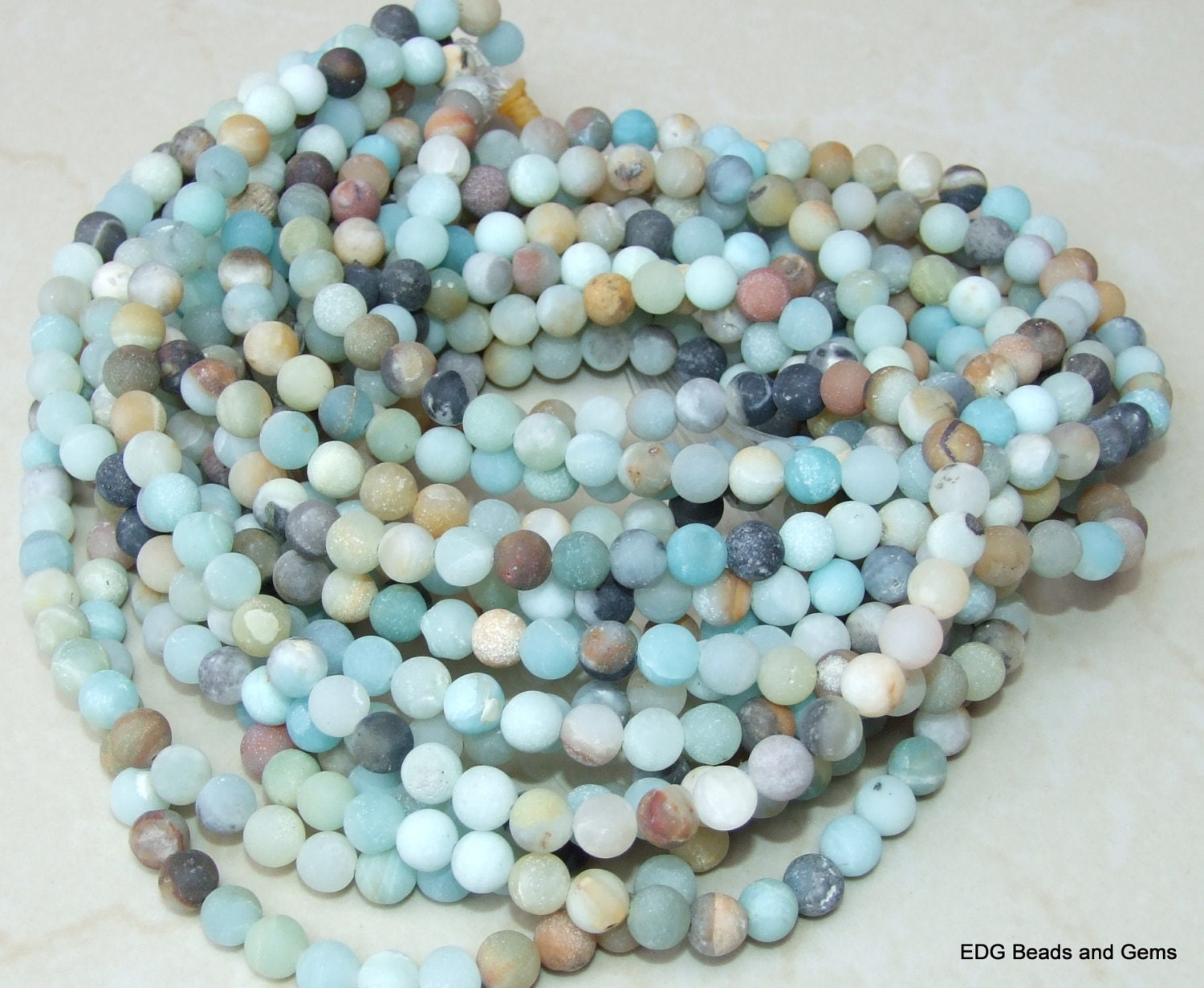 Amazonite Round Matte Beads - 8mm Amazonite Bead Strands - Frosty Matte Finish - Gemstone Beads - Amazonite Jewelry - - EDGBeadsandGems