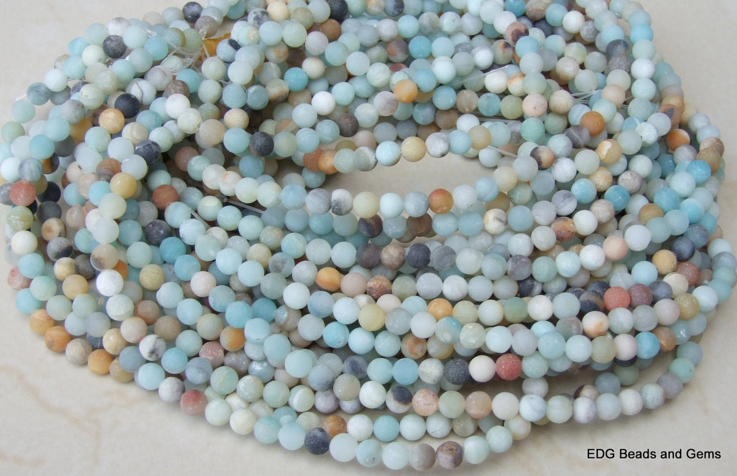 Amazonite Round Matte Beads - Amazonite Beads - Round Beads - Frosty Matte Finish - Full Strand - Gemstone Beads - Jewelry Stones - 6mm - EDGBeadsandGems