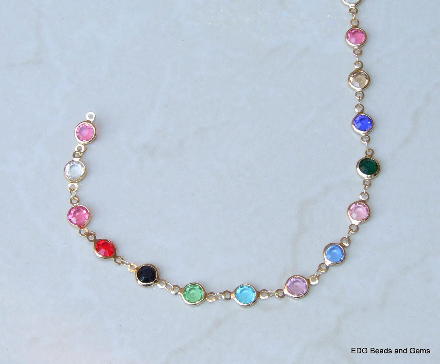 Multicolored Glass Rosary Chain, Bulk Chain, Faceted Glass Beads, Beaded Chain, Body Chain Jewelry, Gold Chain, Necklace Chain, Belly Chain - EDGBeadsandGems