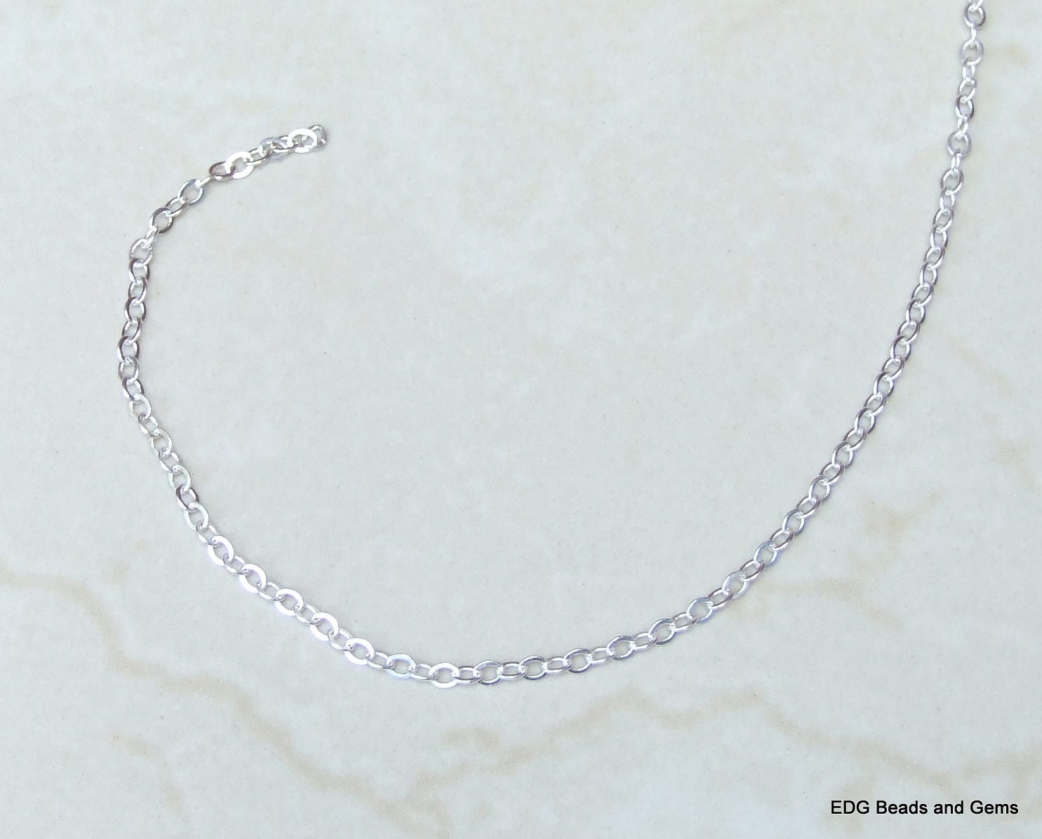 Cable Chain, Oval Flat Chain, Jewelry Chain, Necklace Chain, Silver Chain, Body Chain, Bulk Chain, Jewelry Supplies, 3.5mm x 3mm, 25Y-S - EDGBeadsandGems