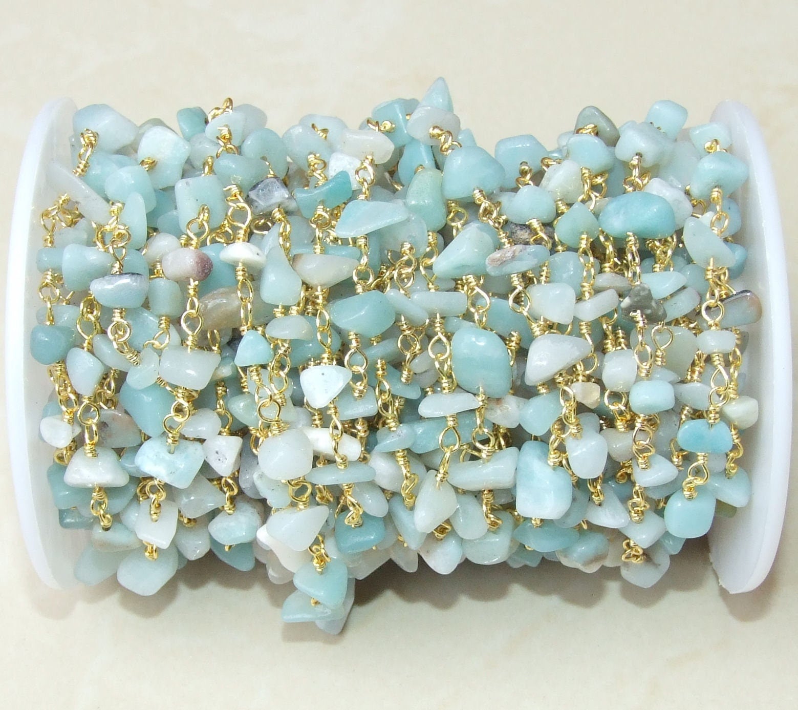 Amazonite Rosary Chain by the Foot, Rosary Chain with Beads, Rosary Chain Wholesale, Rosary Chain Bulk, Rosary Chain for Jewelry Making - EDGBeadsandGems