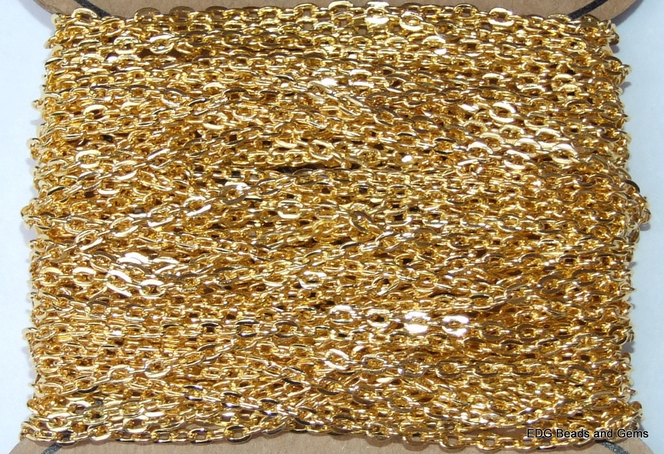 Oval Link Cable Chain, Flat Cable Chain, Jewelry Chain, Necklace Chain, Gold Plated Chain, Body Chain, Bulk Chain, 2.2mm x 3mm, SZ-G - EDGBeadsandGems