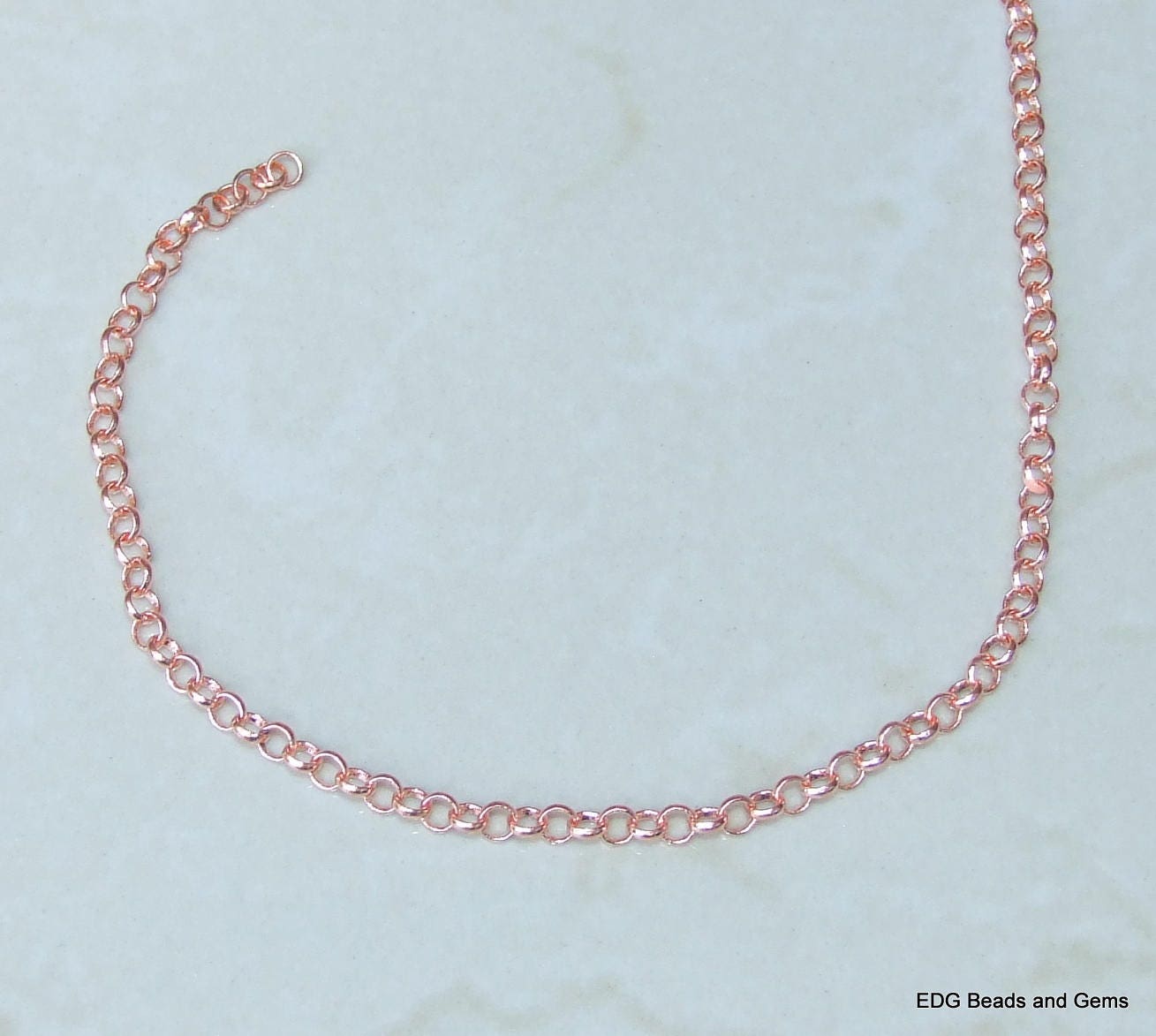 Copper Tone Chain, Rolo Chain, Jewelry Chain, Necklace Chain, Bronze Chain, Body Chain, Belly Chain, Bulk Chain, Jewelry Supplies, 4mm, 78RG - EDGBeadsandGems