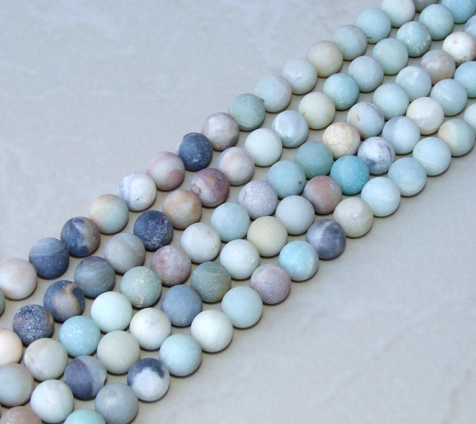 Matte Amazonite Round Beads - 10mm Full Strand - EDGBeadsandGems