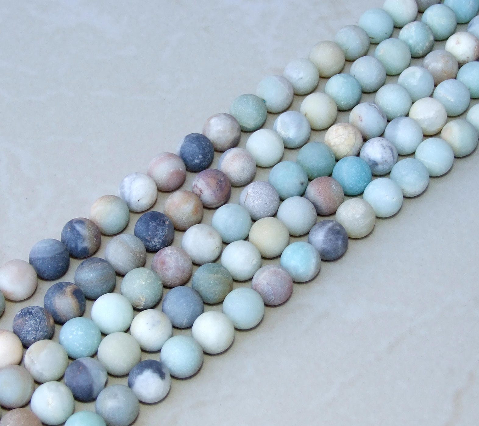 Amazonite Round Matte Beads - 10mm Amazonite Beads - Round Beads - Frosty Matte Finish - Full Strand - EDGBeadsandGems