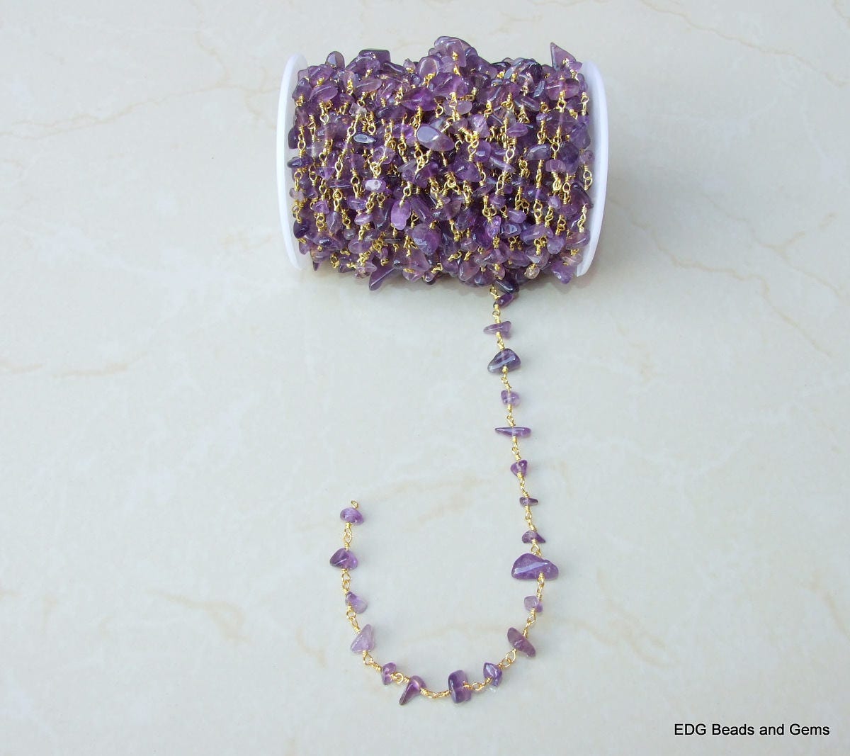 Amethyst Rosary Chain by the Foot, Rosary Chain with Beads, Rosary Chain Wholesale, Rosary Chain Bulk, Rosary Chain for Jewelry Making - EDGBeadsandGems