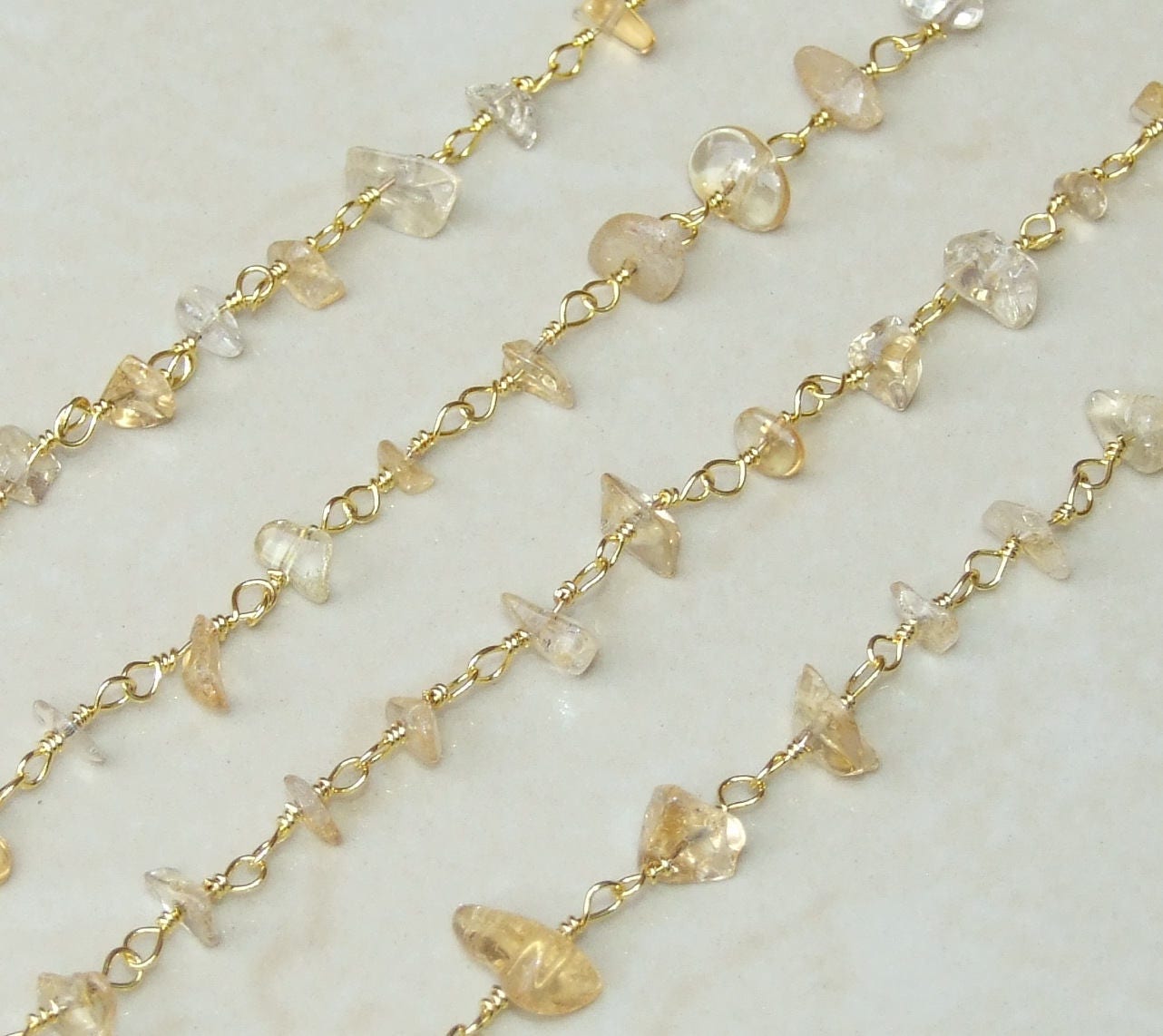 Citrine Quartz Rosary Chain by the Foot, Rosary Chain with Beads, Rosary Chain Wholesale, Rosary Chain Bulk, Rosary Chain for Jewelry Making - EDGBeadsandGems