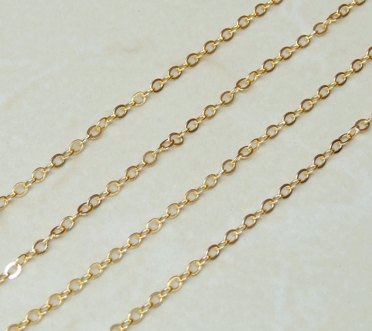 Oval Link Cable Chain, Flat Cable Chain, Jewelry Chain, Necklace Chain, Gold Plated Chain, Body Chain, Bulk Chain, 2.2mm x 3mm, SZ-G - EDGBeadsandGems