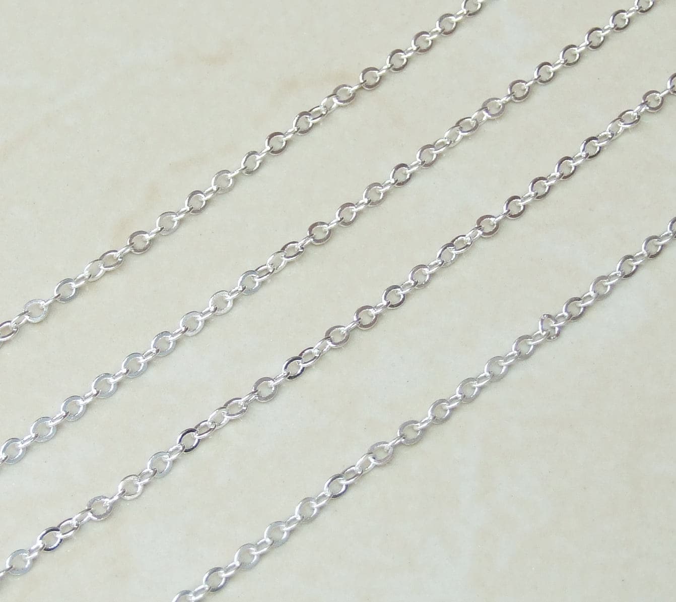 Cable Chain, Oval Flat Chain, Jewelry Chain, Necklace Chain, Silver Chain, Body Chain, Bulk Chain, Jewelry Supplies, 3.5mm x 3mm, 25Y-S - EDGBeadsandGems