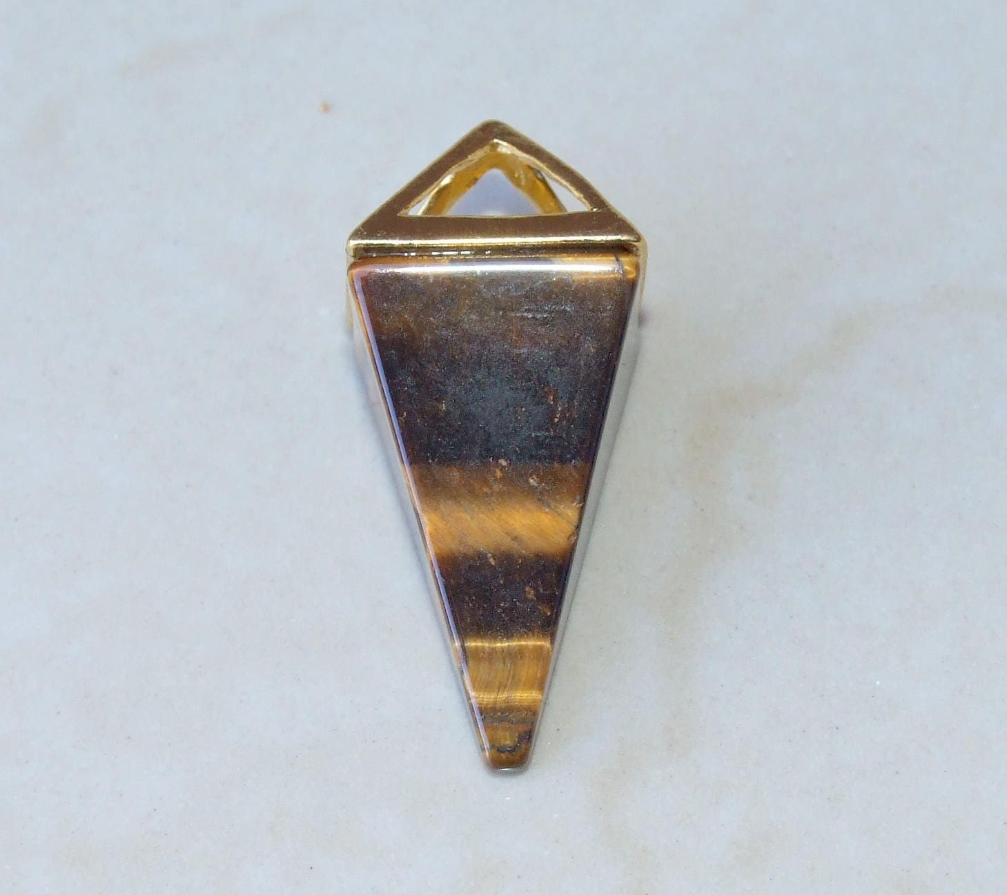 Cats Eye Pendant - Pyramid Pendant - Triangle Pendant - Cats Eye Point - Gemstone Pyramid Pendant - 15mm x 34mm - EDGBeadsandGems