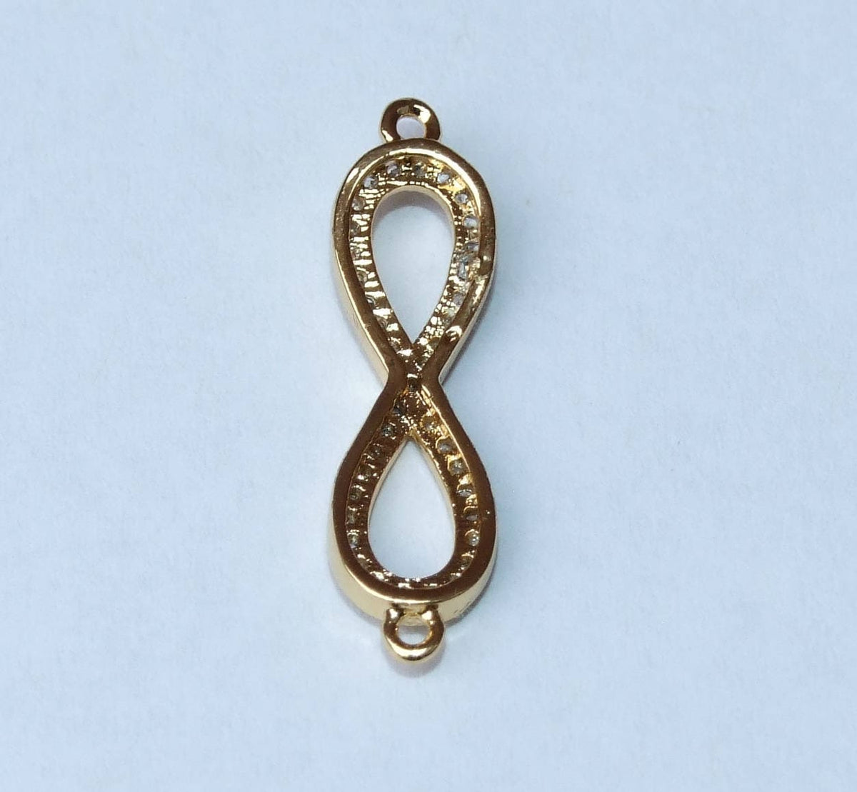 CLOSE OUT Micro Pave Infinity Connector - Pave Charm - Pave Diamond, Pave Cubic Zirconia Crystals, CZ - Rhinestone - Gold - 7mm x 22mm - EDGBeadsandGems