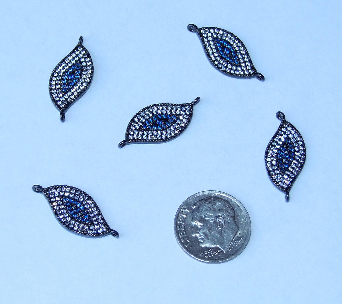 CLOSE OUT Micro Pave Connector Pendant - Pave Charm Pendant, Pave Cubic Zirconia Crystals, CZ - Rhinestone - Leaf - Black - 10mm x 24mm - EDGBeadsandGems