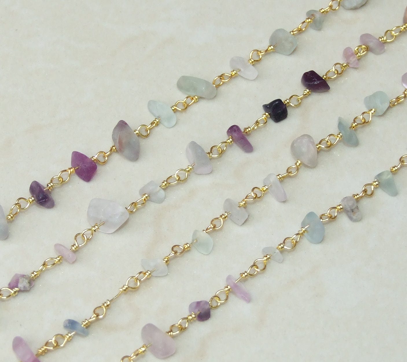 Fluorite Rosary Chain by the Foot, Rosary Chain with Beads, Rosary Chain Wholesale, Rosary Chain Bulk, Rosary Chain for Jewelry Making - EDGBeadsandGems