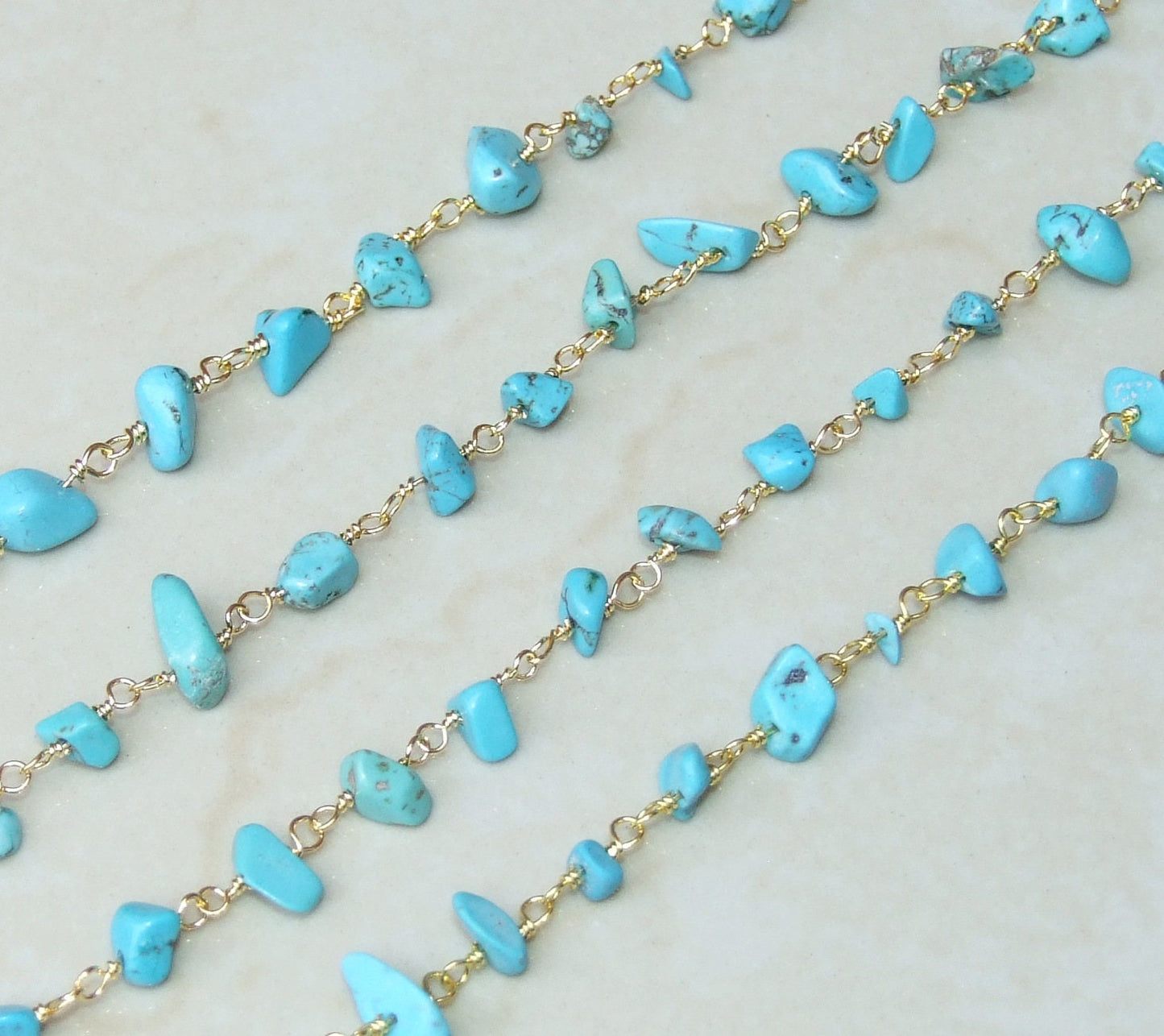 Turquoise Rosary Chain by the Foot, Rosary Chain with Beads, Rosary Chain Wholesale, Rosary Chain Bulk, Rosary Chain for Jewelry Making - EDGBeadsandGems
