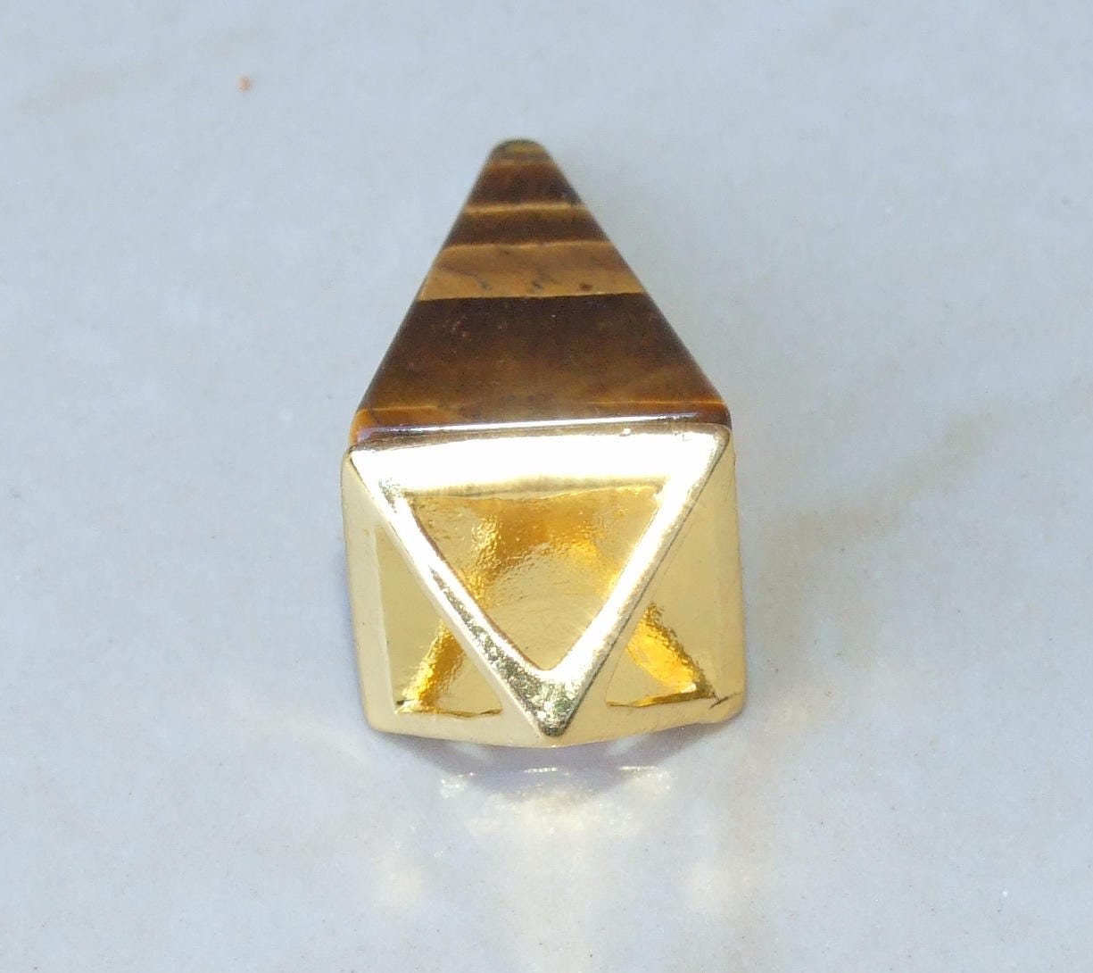 Cats Eye Pendant - Pyramid Pendant - Triangle Pendant - Cats Eye Point - Gemstone Pyramid Pendant - 15mm x 34mm - EDGBeadsandGems