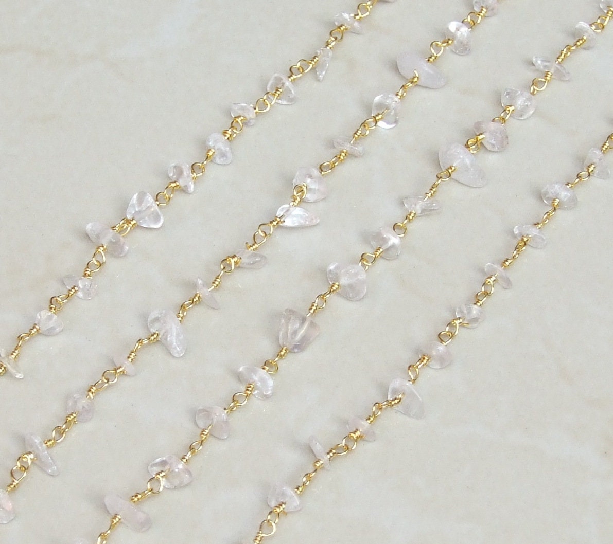 Clear Quartz Rosary Chain by the Foot, Rosary Chain with Beads, Rosary Chain Wholesale, Rosary Chain Bulk, Rosary Chain for Jewelry Making - EDGBeadsandGems