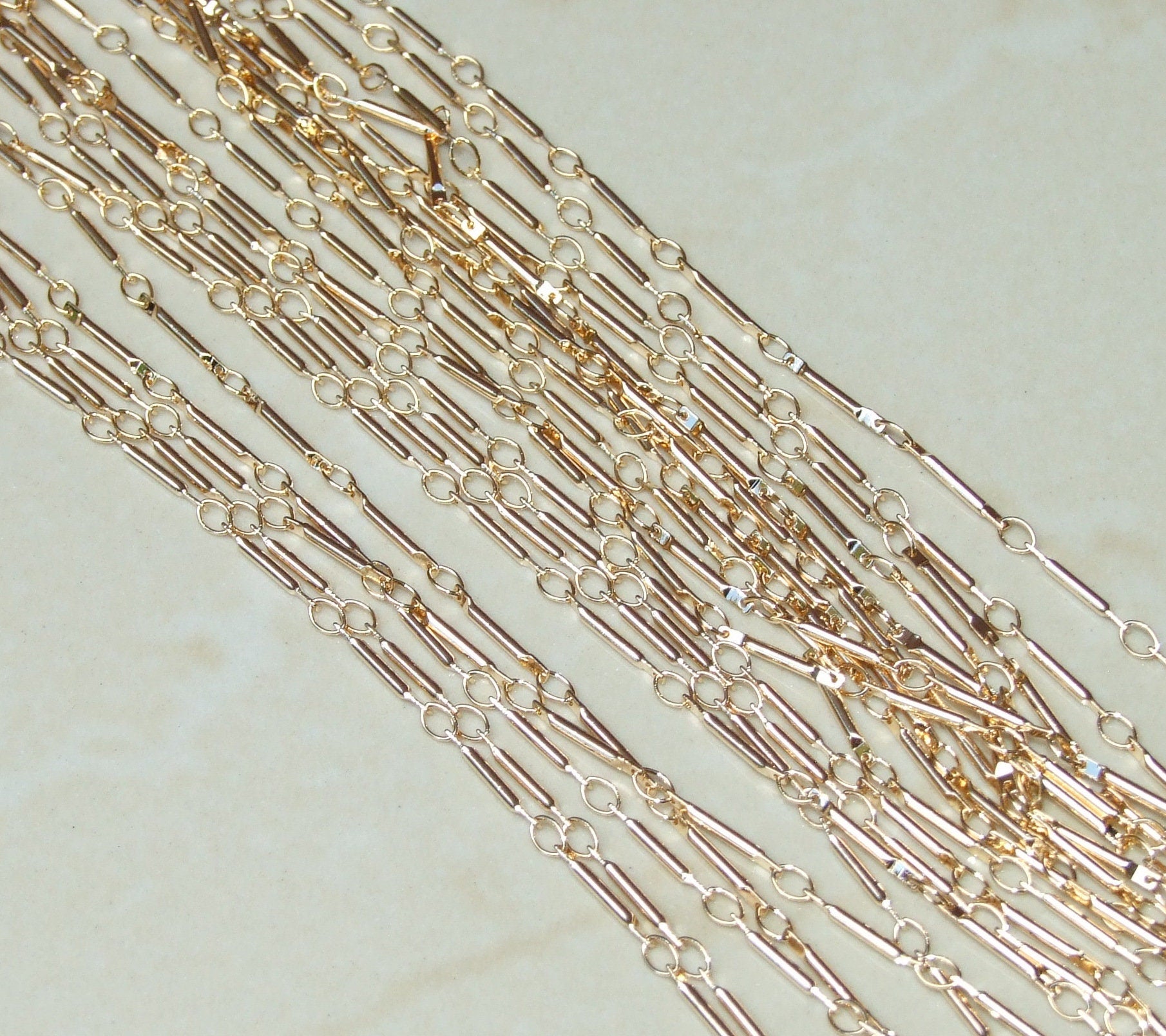 Bar Link Jewelry Chain, Meter, 18K Gold Plated, Link Chain, Necklace Chain, Charm Chain, Bulk Chain, Jewelry Making, Body Chain, Belly Chain - EDGBeadsandGems