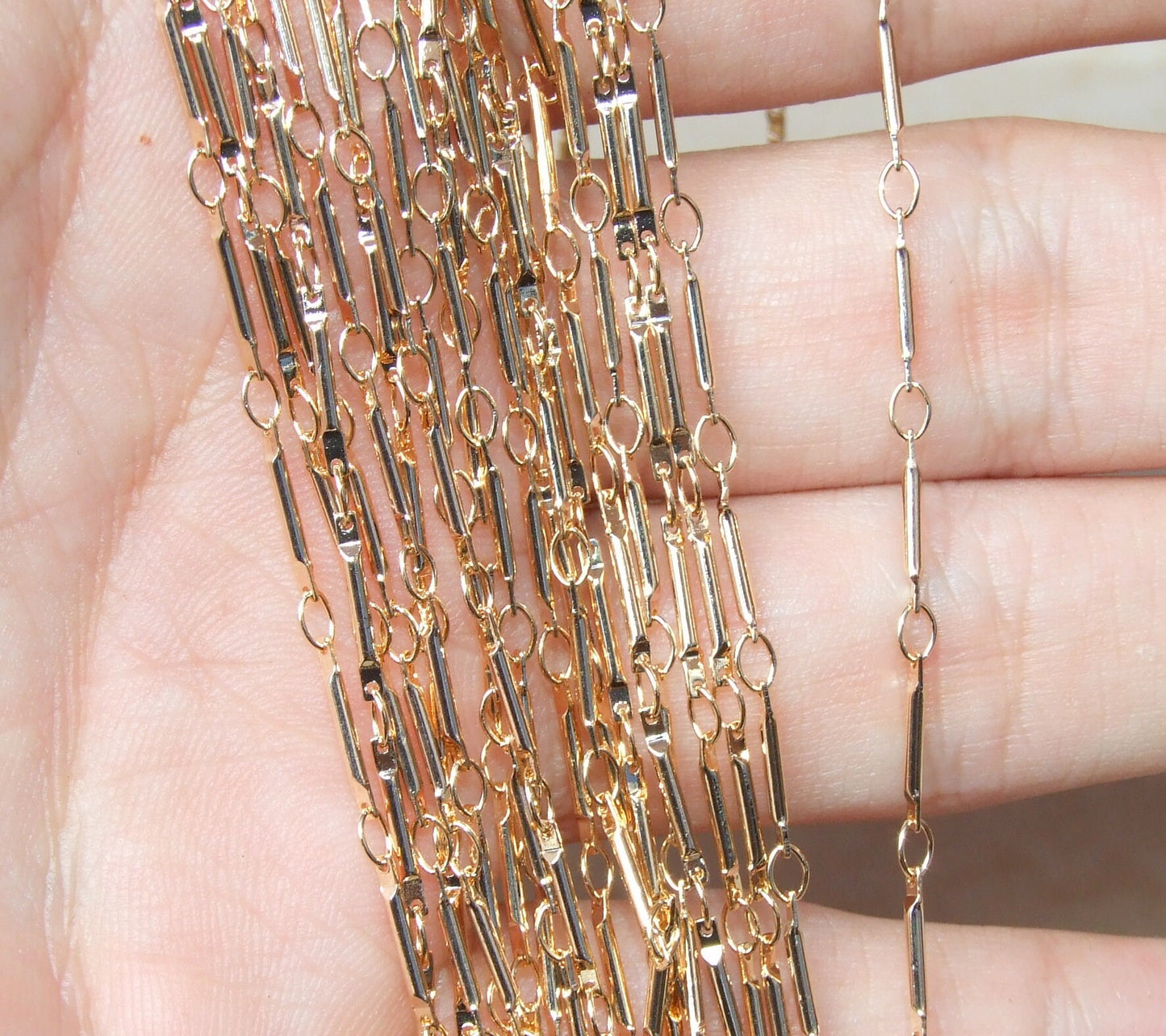 Bar Link Jewelry Chain, Meter, 18K Gold Plated, Link Chain, Necklace Chain, Charm Chain, Bulk Chain, Jewelry Making, Body Chain, Belly Chain - EDGBeadsandGems