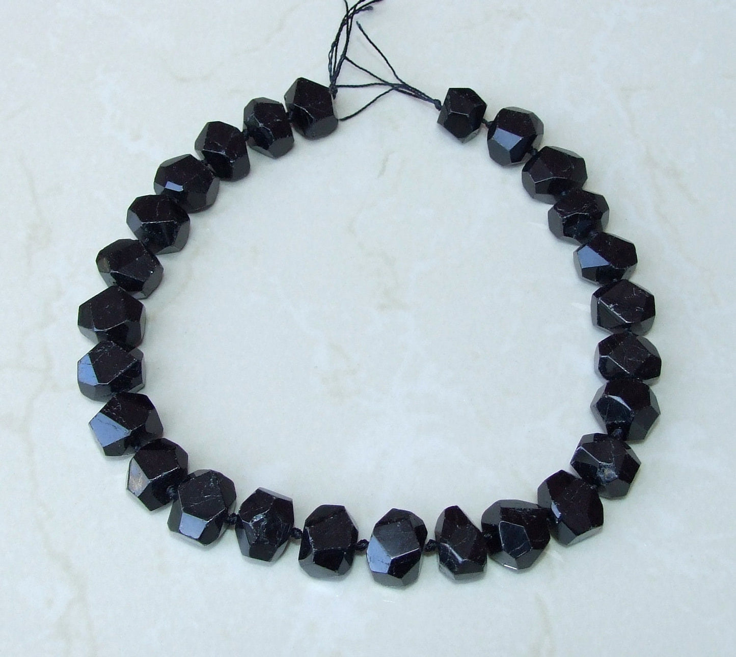 Jet Black Tourmaline Faceted Nugget, Gemstone Beads, Polished Tourmaline Pendant, Tourmaline Bead, Center Drilled 14mm x 14mm x 18mm - EDGBeadsandGems