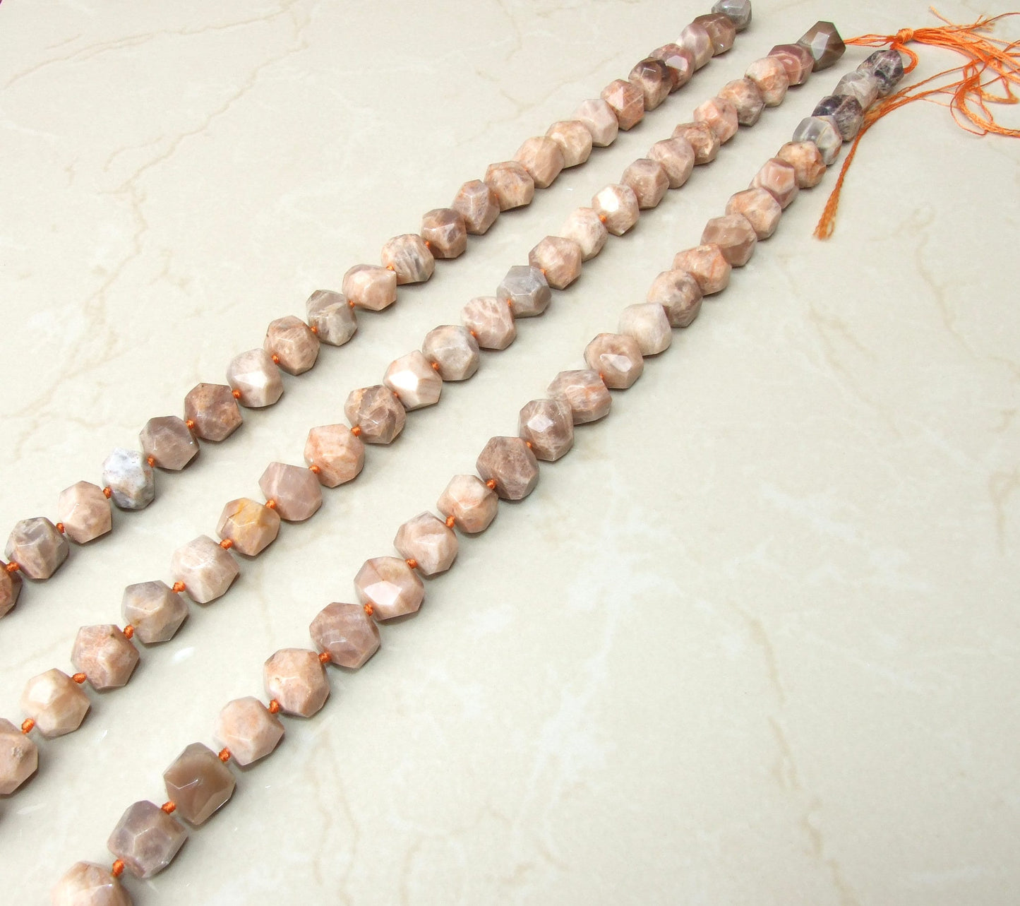 Sunstone Faceted Nugget - Gemstone Beads - Polished Sunstone Pendant - Sunstone Bead - Half Strand - Center Drilled - 13mm x 13mm x 20mm - EDGBeadsandGems