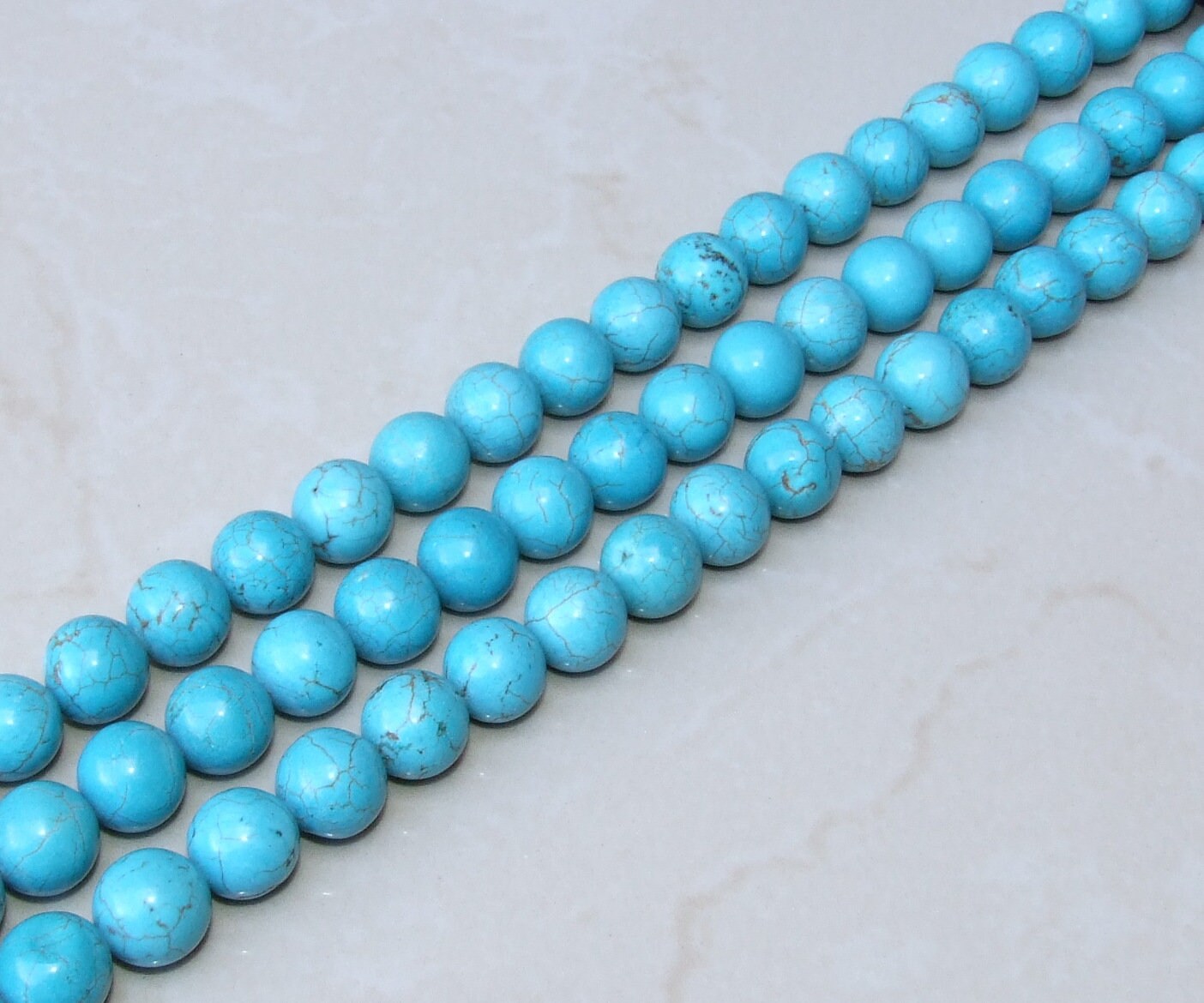 Magnesite Round Beads - 10mm - Turquoise Blue Green - Gemstone Beads - Jewelry Beads - 15 inch Strand