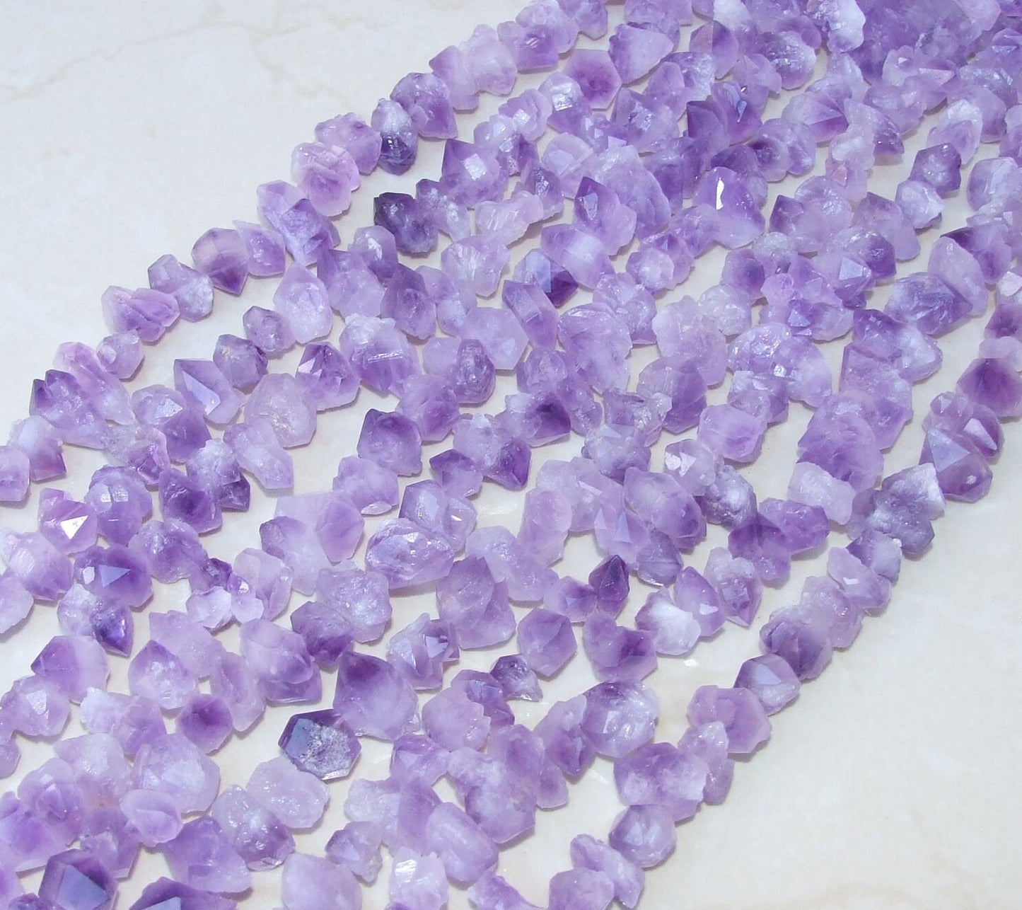 Small Amethyst Quartz Short Points, Purple Quartz Amethyst Nugget, Gemstone Beads, Amethyst Bead, Diamond, Full / Half Strand, 10-15+mm - EDGBeadsandGems