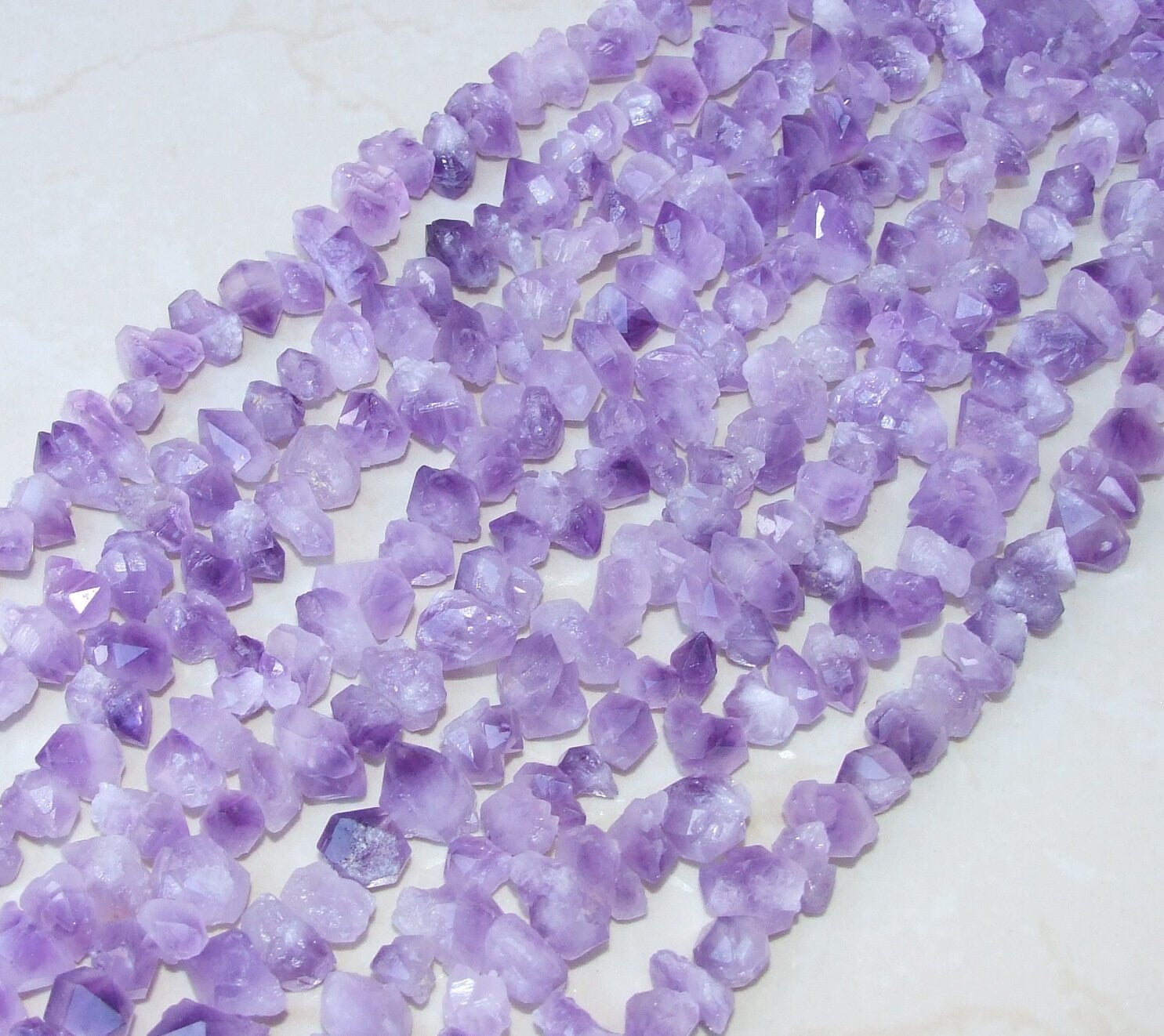Small Amethyst Quartz Short Points, Purple Quartz Amethyst Nugget, Gemstone Beads, Amethyst Bead, Diamond, Full / Half Strand, 10-15+mm - EDGBeadsandGems