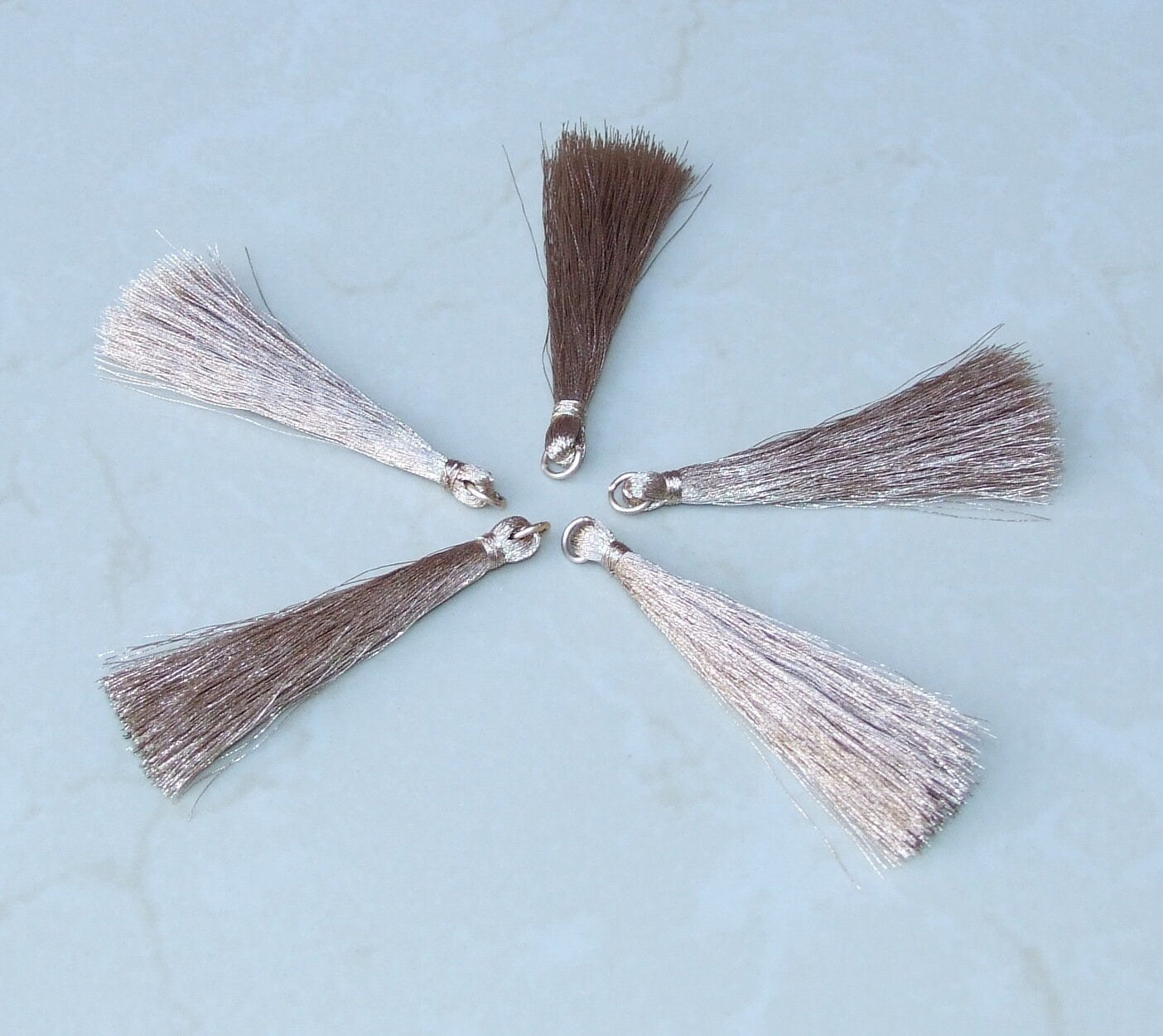 Bronze Metallic Thread Tassel, Hand Made in the USA, 8mm Jump Ring, Embroidery Thread, Tassel Pendant - 3 inch Tassel - EDGBeadsandGems