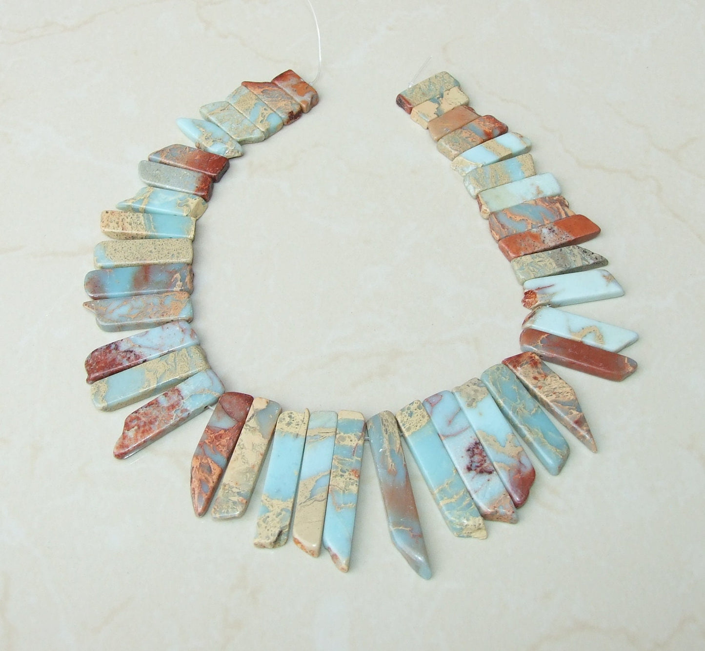 African Opal Beads for Jewelry Making, Aqua Terra Jasper Slice Beads for Necklace Making, Imperial Jasper Slab Bead Strand, Loose Beads 45mm - EDGBeadsandGems