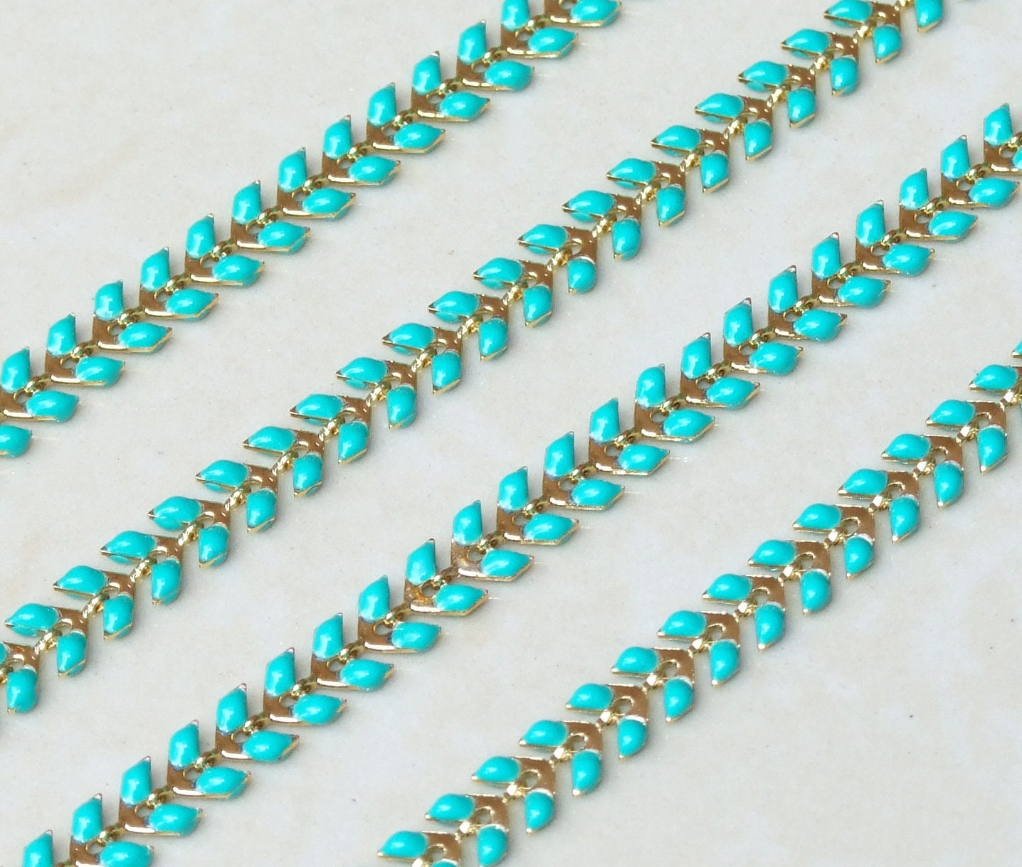 Enamel Chain, Gold Plated Fish Bone Chain, Chevron Chain, Necklace Chain, Bulk Chain, Jewelry Making, Body Chain, Belly Chain, 6.4mm x 2.2mm - EDGBeadsandGems