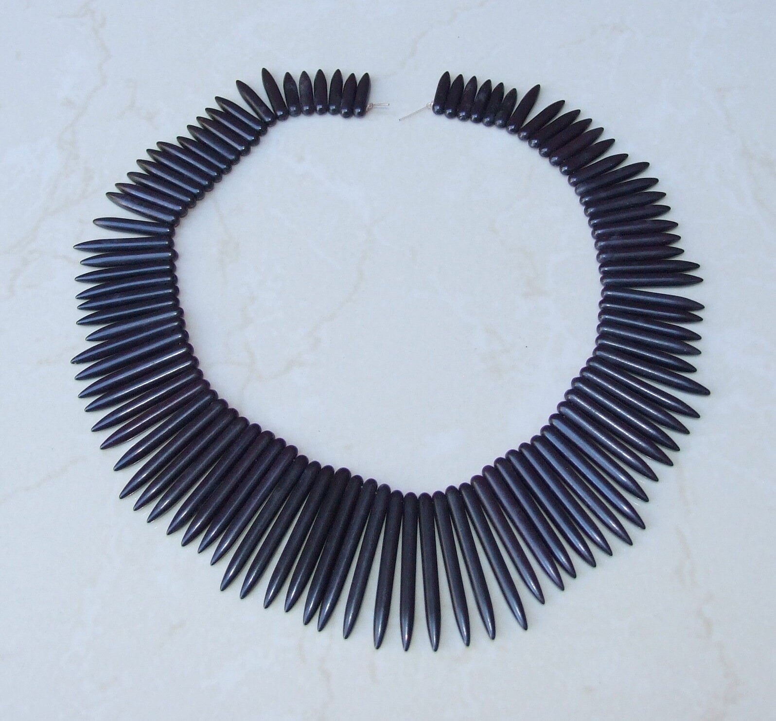 Black Turquoise, Spike Beads, Spike Collar, Spike Choker Necklace, Turquoise Spike Necklace, Statement Necklace, Spike Bib Necklace, 50mm - EDGBeadsandGems