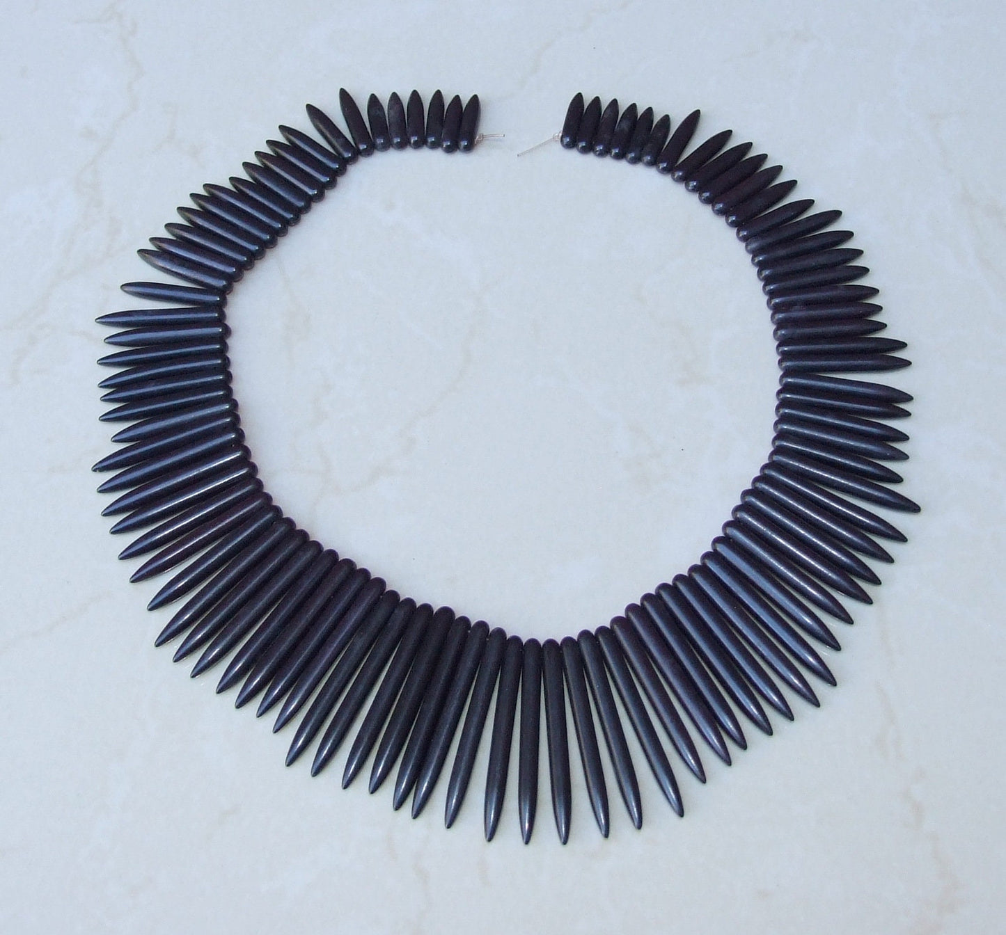 Black Turquoise, Spike Beads, Spike Collar, Spike Choker Necklace, Turquoise Spike Necklace, Statement Necklace, Spike Bib Necklace, 50mm - EDGBeadsandGems