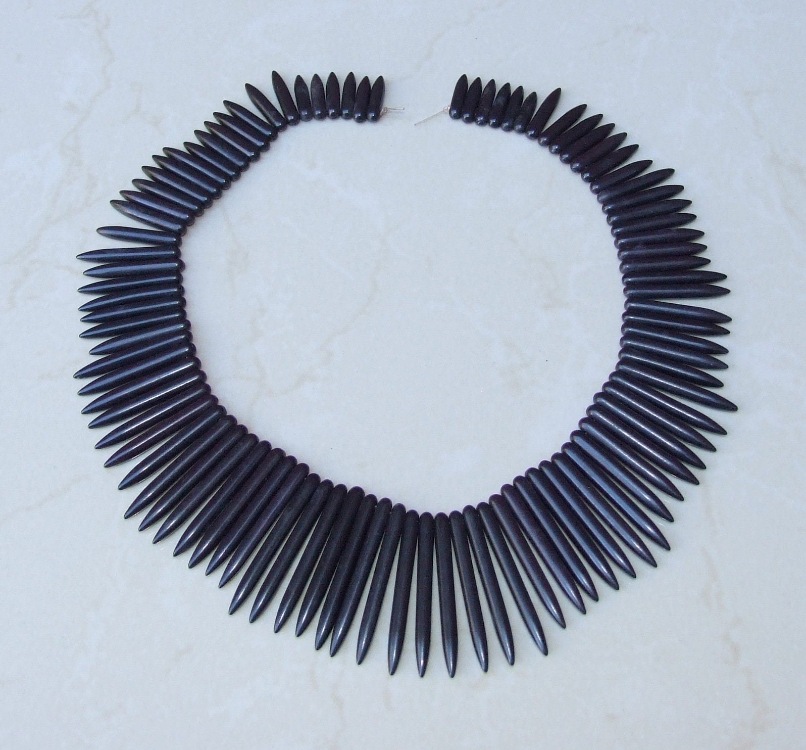 Black Turquoise, Spike Beads, Spike Collar, Spike Choker Necklace, Turquoise Spike Necklace, Statement Necklace, Spike Bib Necklace, 50mm - EDGBeadsandGems