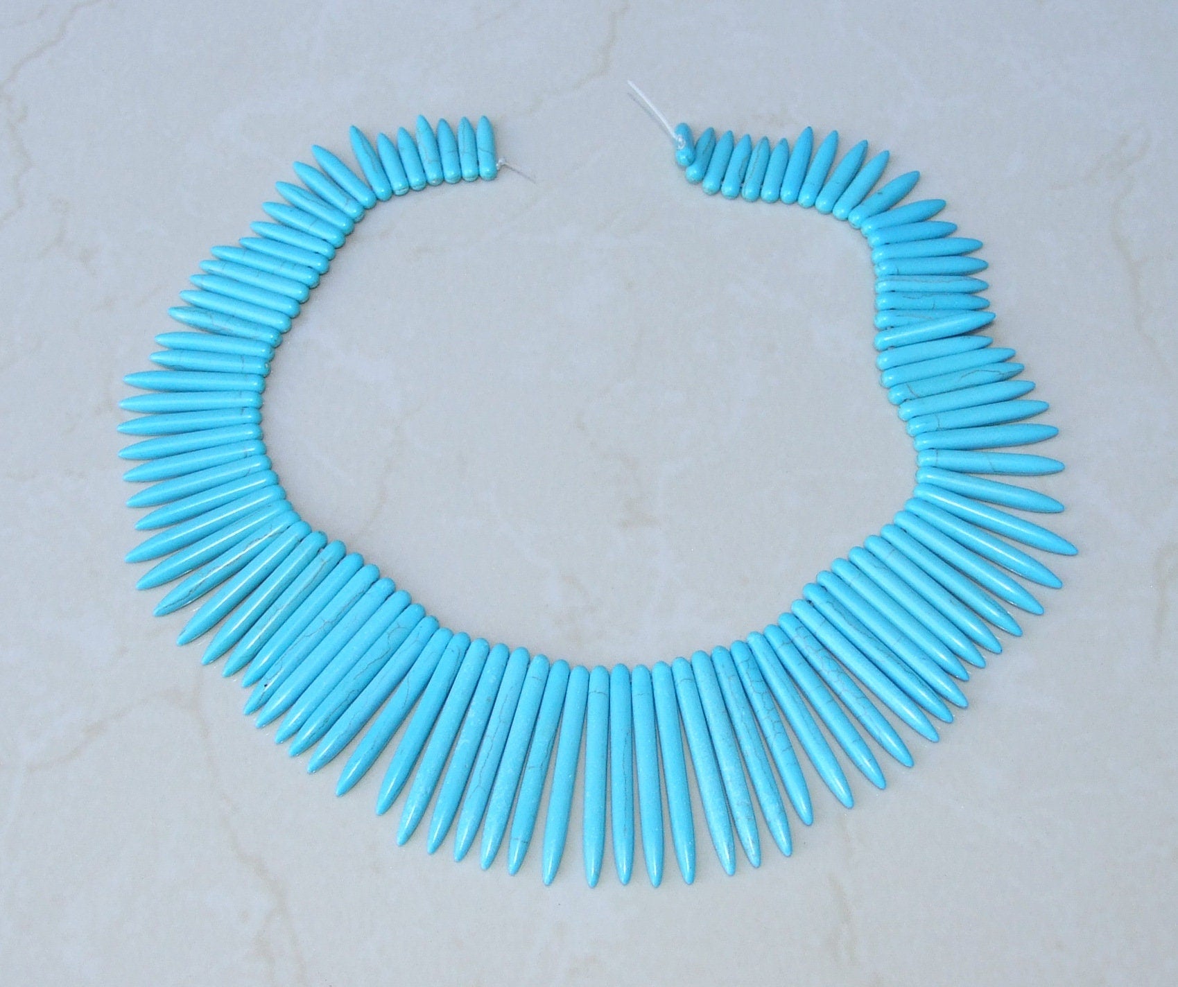 Blue Turquoise, Spike Beads, Spike Collar, Spike Choker Necklace, Turquoise Spike Necklace, Statement Necklace, Spike Bib Necklace, 50mm - EDGBeadsandGems