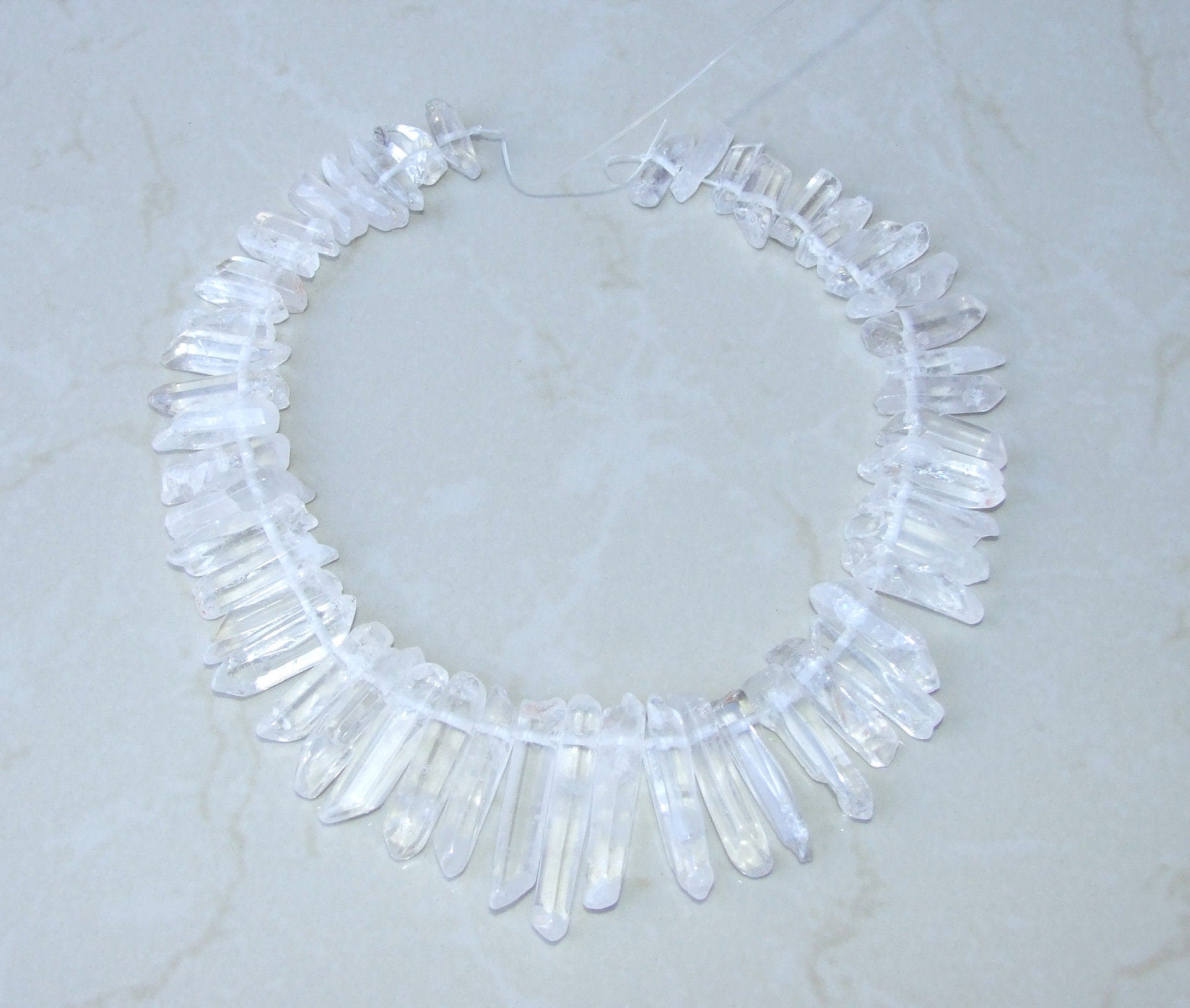 Thick Polished Quartz. Half Strand - Polished Quartz Crystals Points - Natural Quartz Points - Graduated - Gemstone Beads - 25mm - 42mm - EDGBeadsandGems